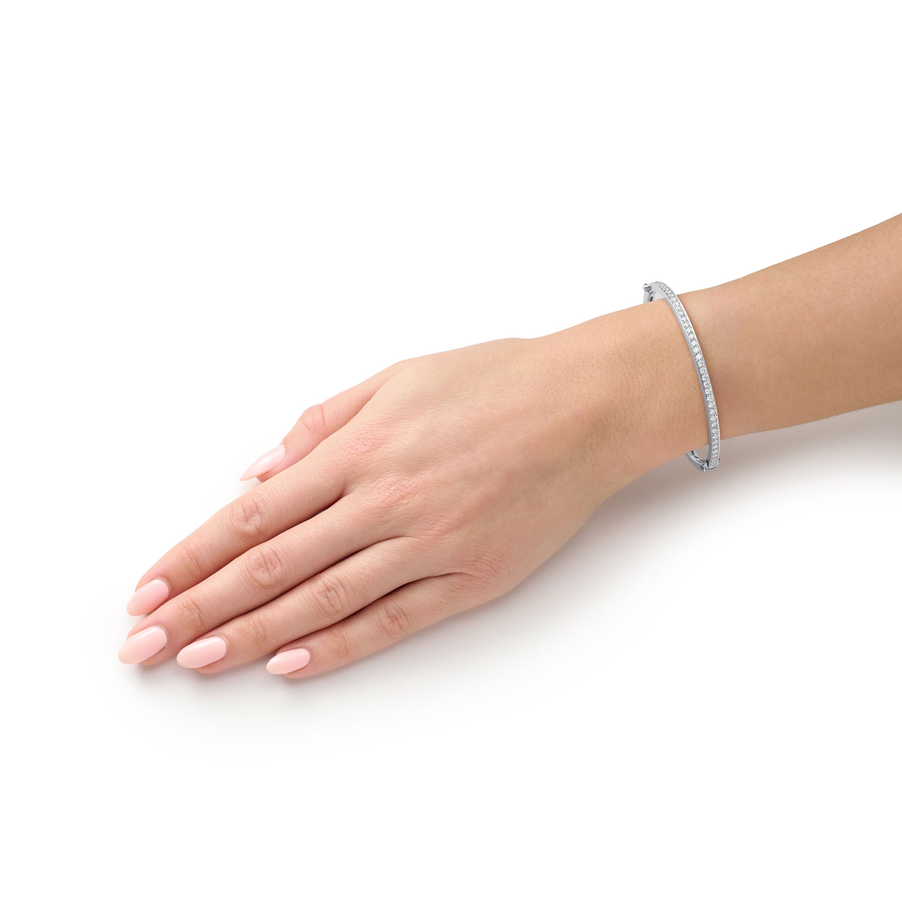 Skyline Collection Diamond Set Platinum Bangle 3mm