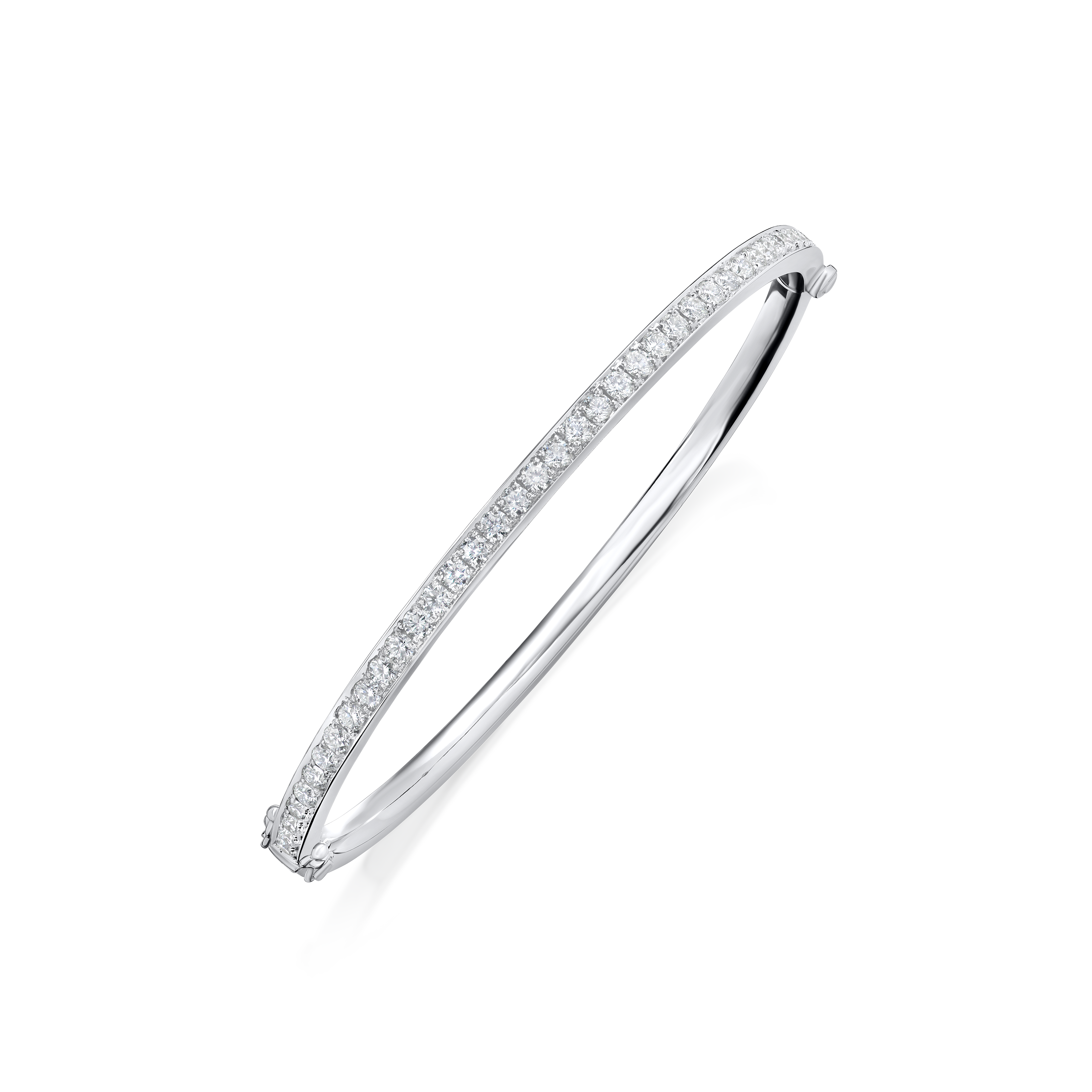 Skyline Collection Diamond Set Platinum Bangle 3mm