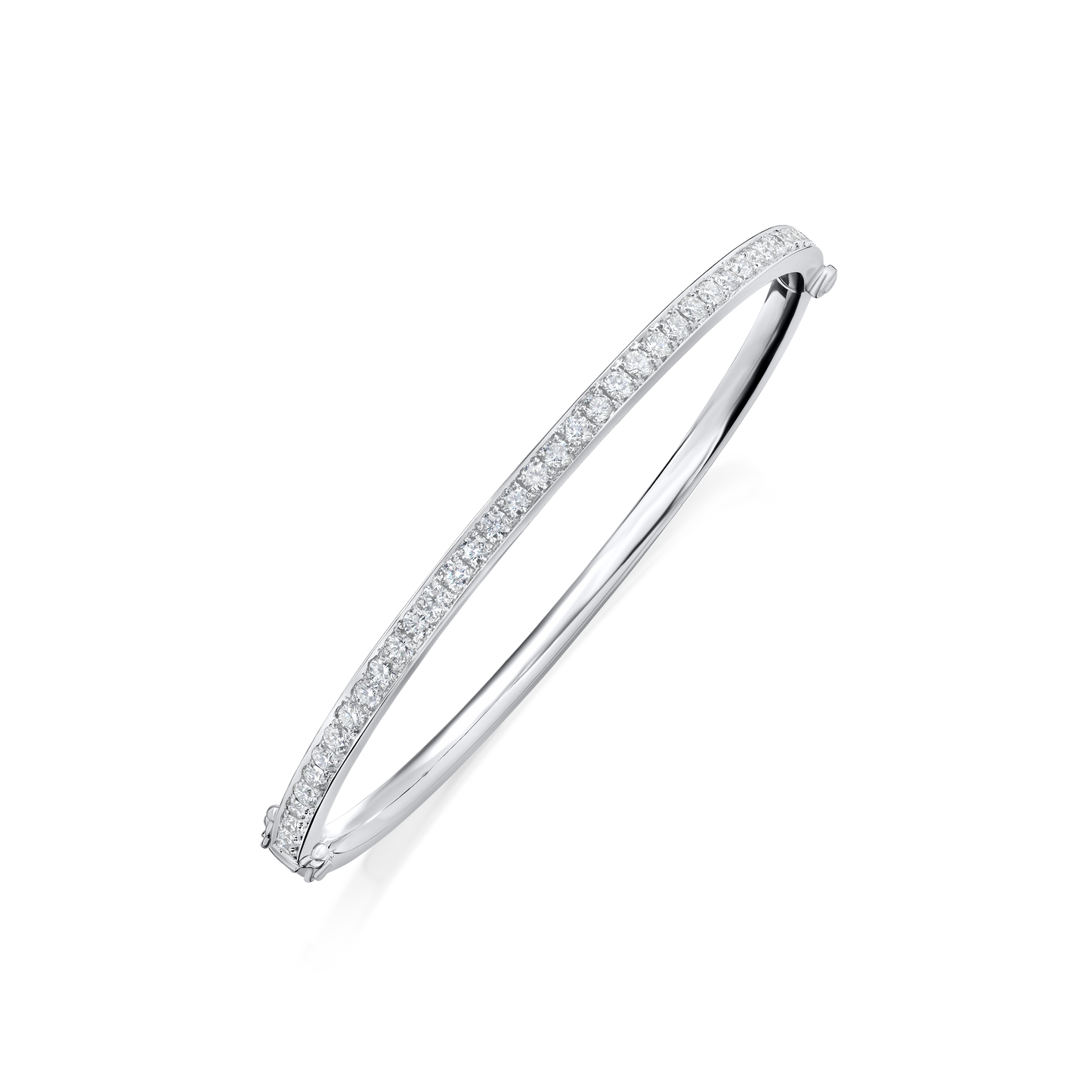 Skyline Collection Diamond Set Platinum Bangle 3mm