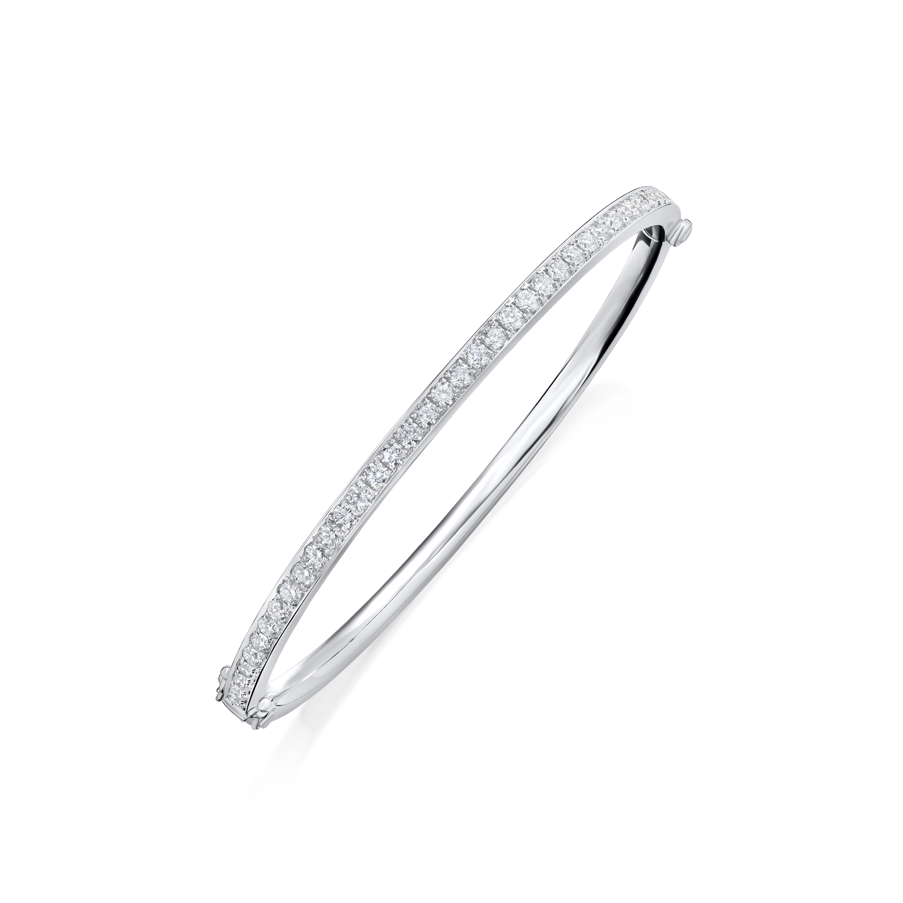 Skyline Collection Diamond Set Platinum Bangle 3mm