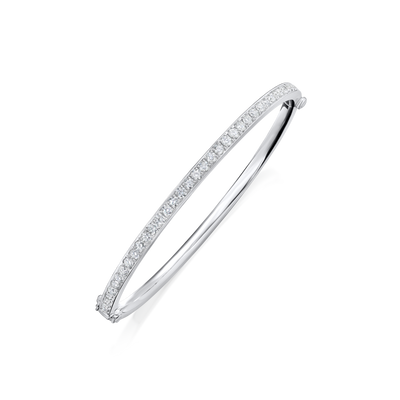 Skyline Collection Diamond Set Platinum Bangle 3mm