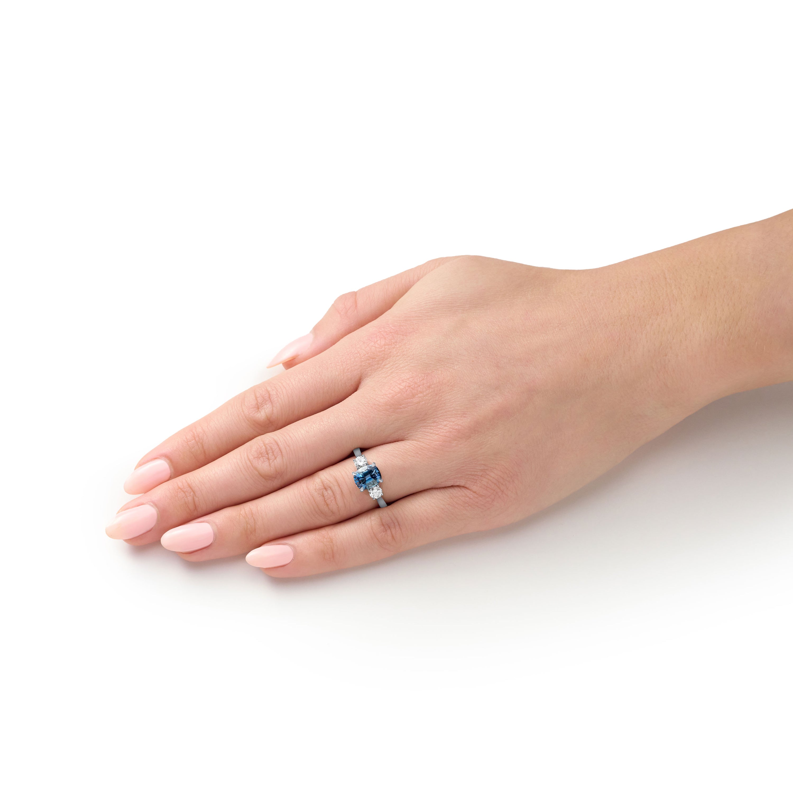 1.62cts Aquamarine and Diamond Three Stone Ring
