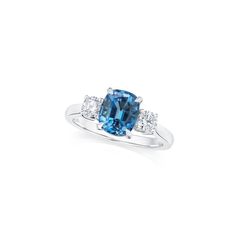 1.62cts Aquamarine and Diamond Three Stone Ring