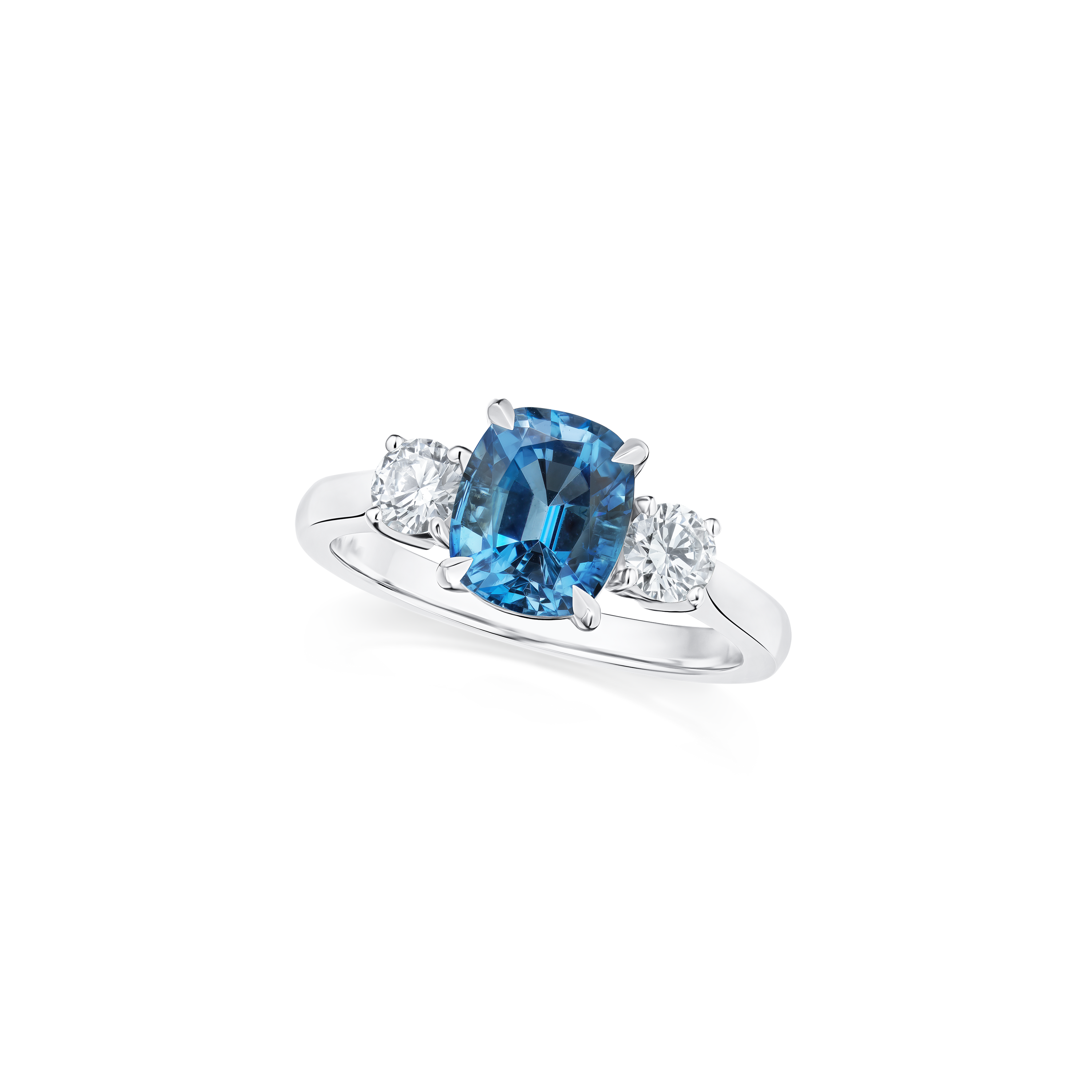 1.62cts Aquamarine and Diamond Three Stone Ring