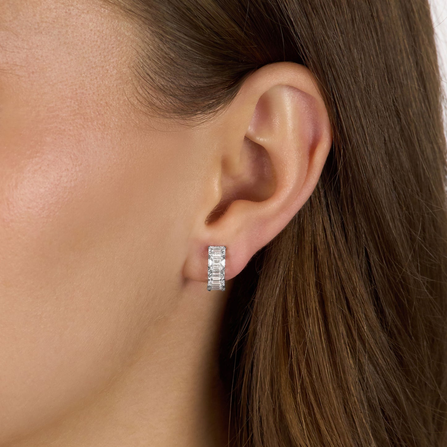 2.00cts Emerald Cut Diamond Set Earrings