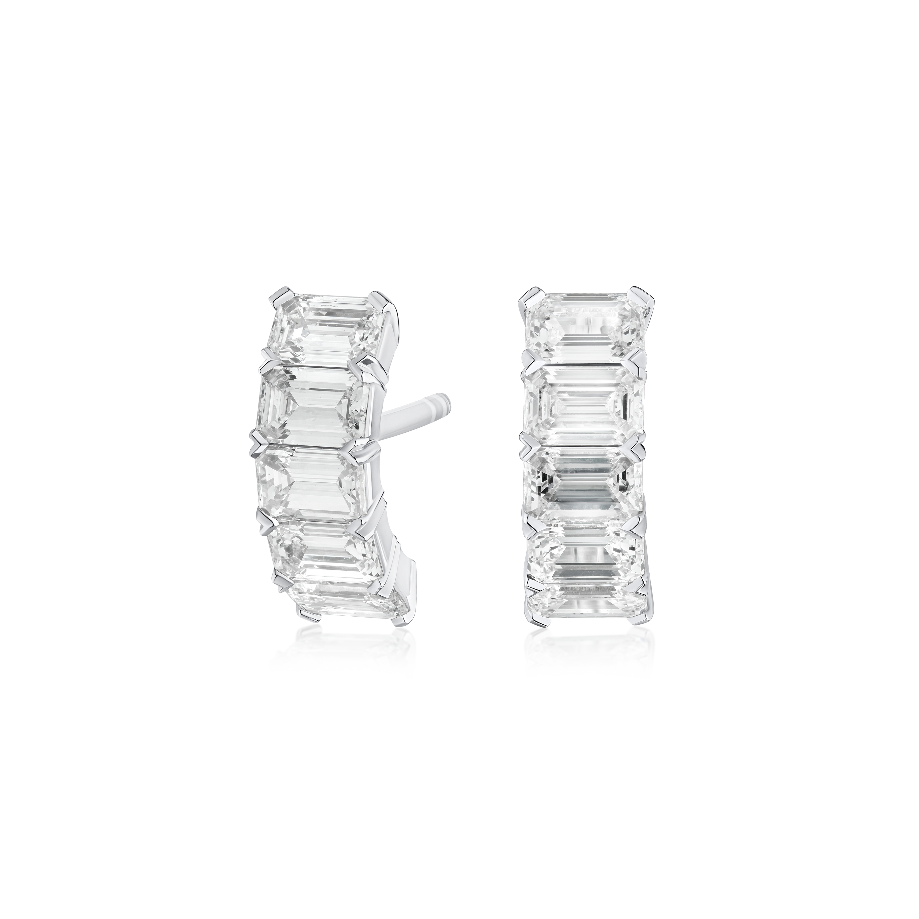2.00cts Emerald Cut Diamond Set Earrings