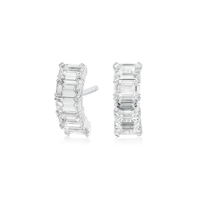 2.00cts Emerald Cut Diamond Set Earrings