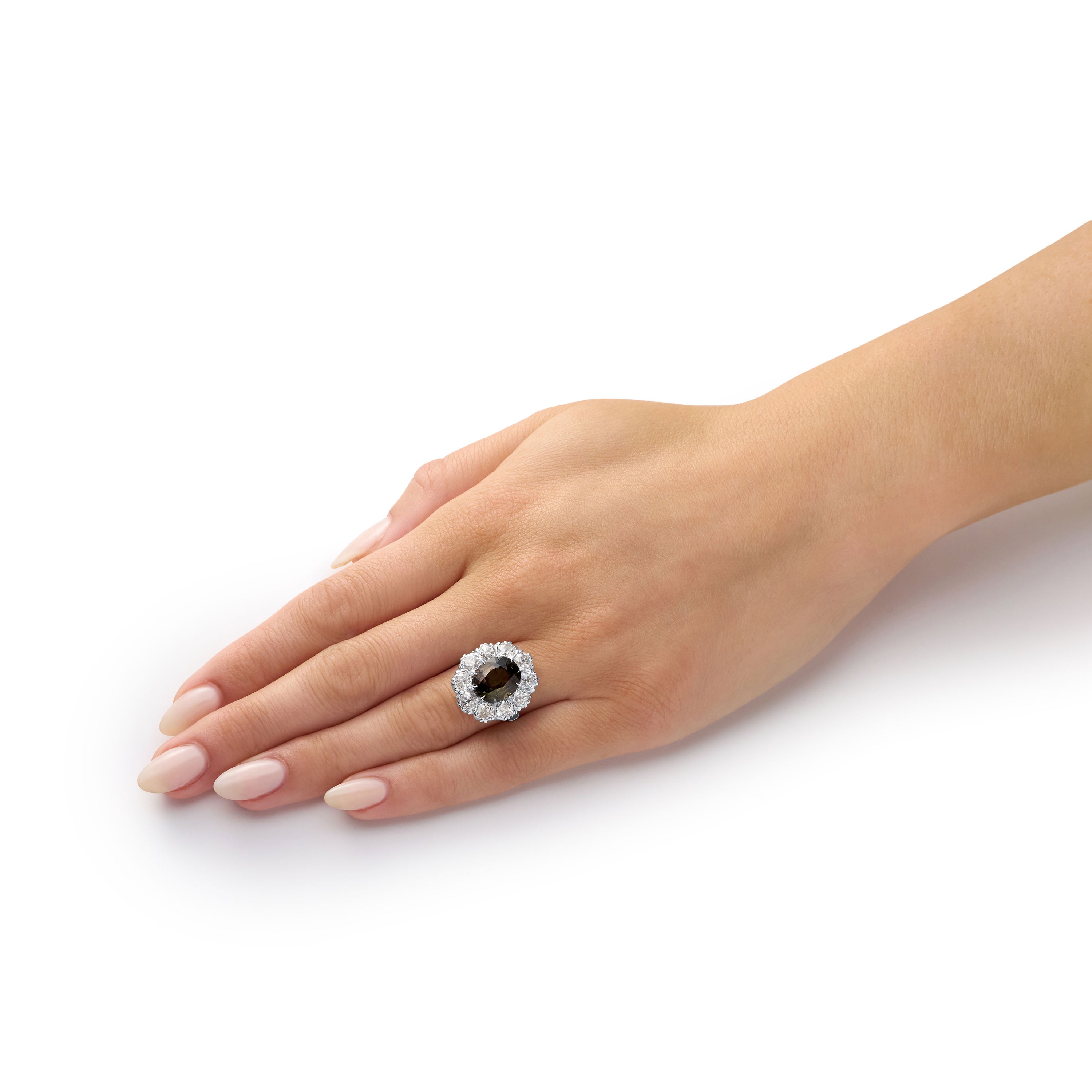 5.09cts Alexandrite and Diamond Cluster Ring