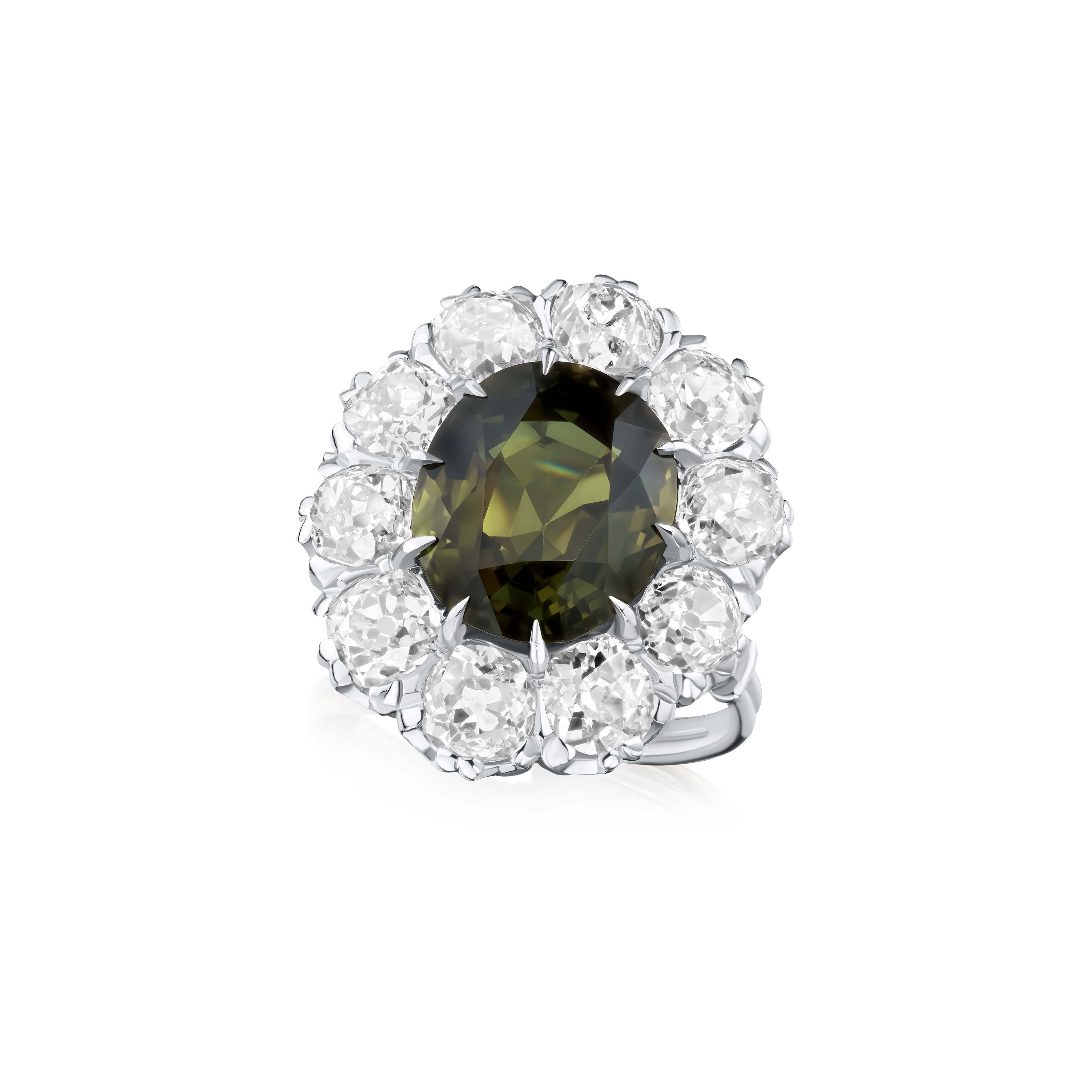 5.09cts Alexandrite and Diamond Cluster Ring