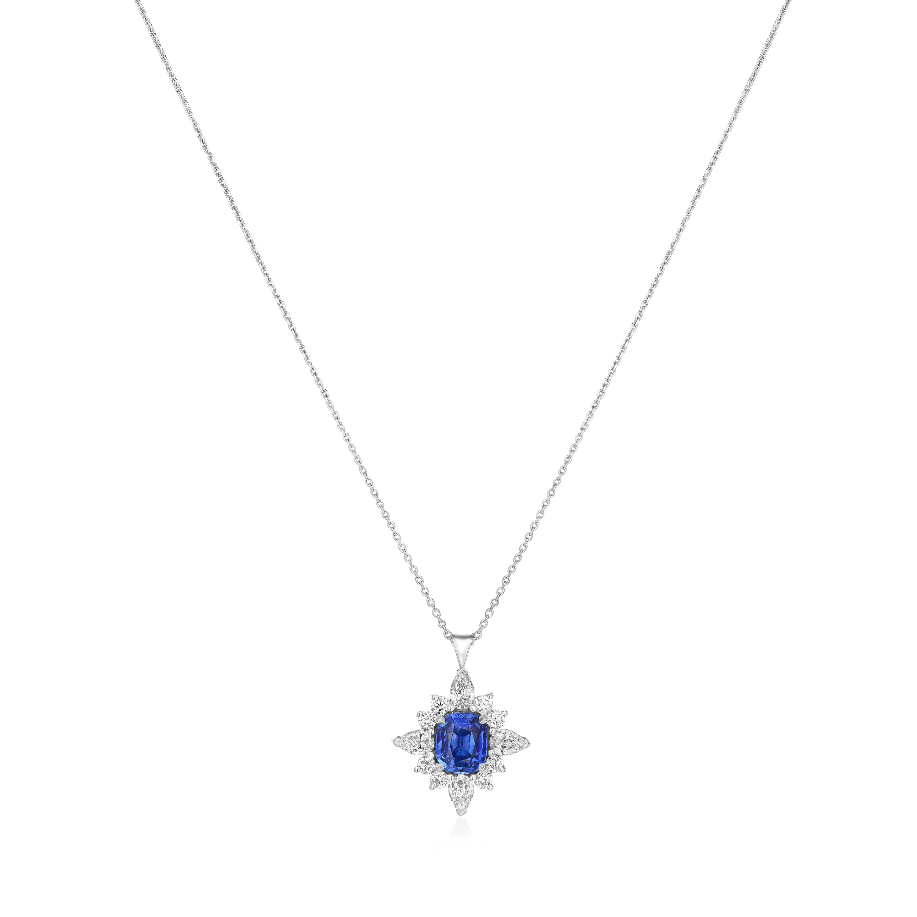 1.65cts Kashmir Sapphire and Diamond Pendant