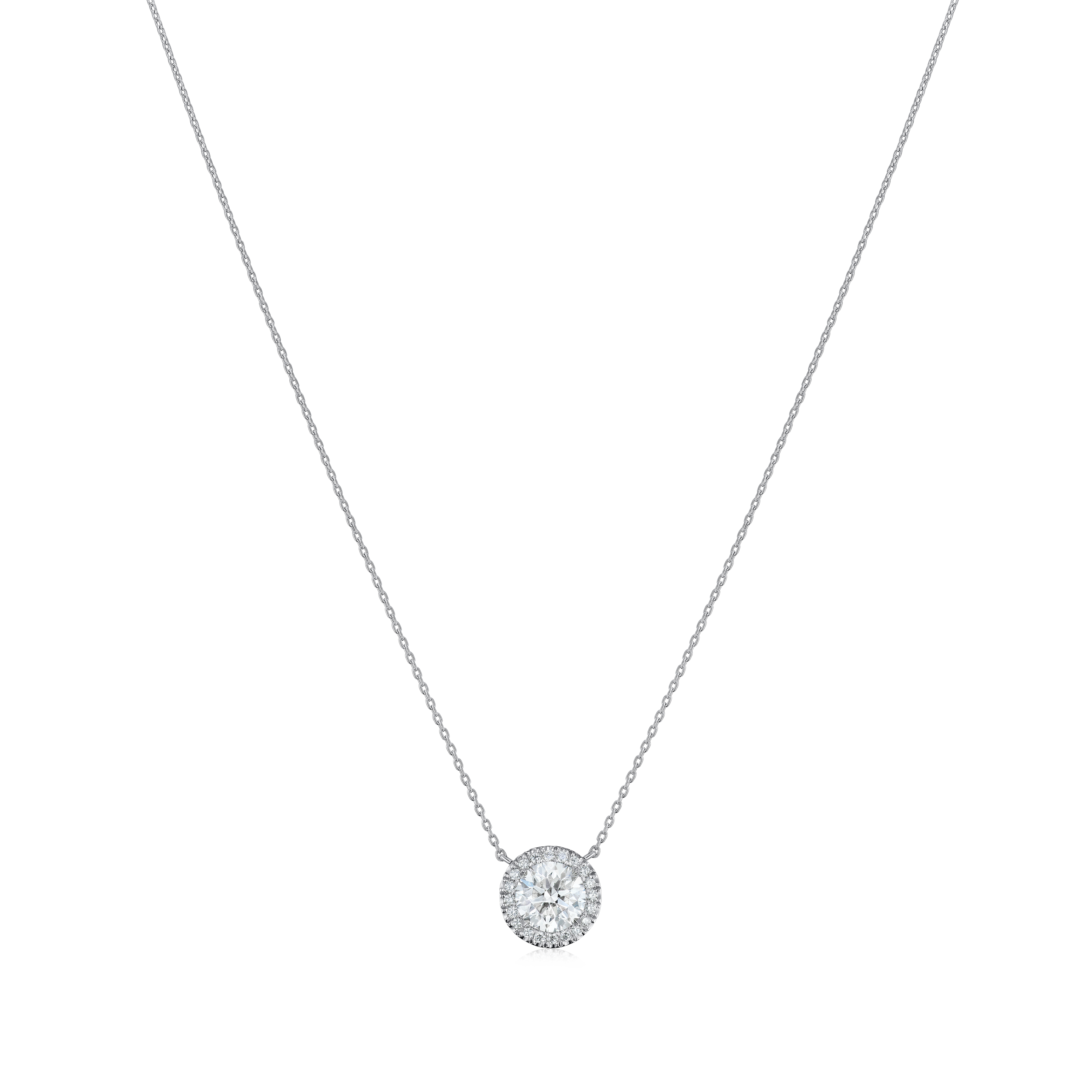 1.01cts Round Brilliant Cut Diamond Cluster Pendant