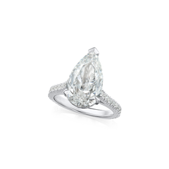 5.01cts Pear Cut Diamond Ring With Microset Diamond Shoulders