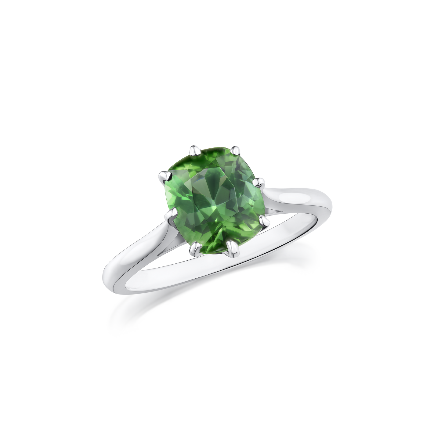 1.94cts Cushion Shape Green Tourmaline Ring