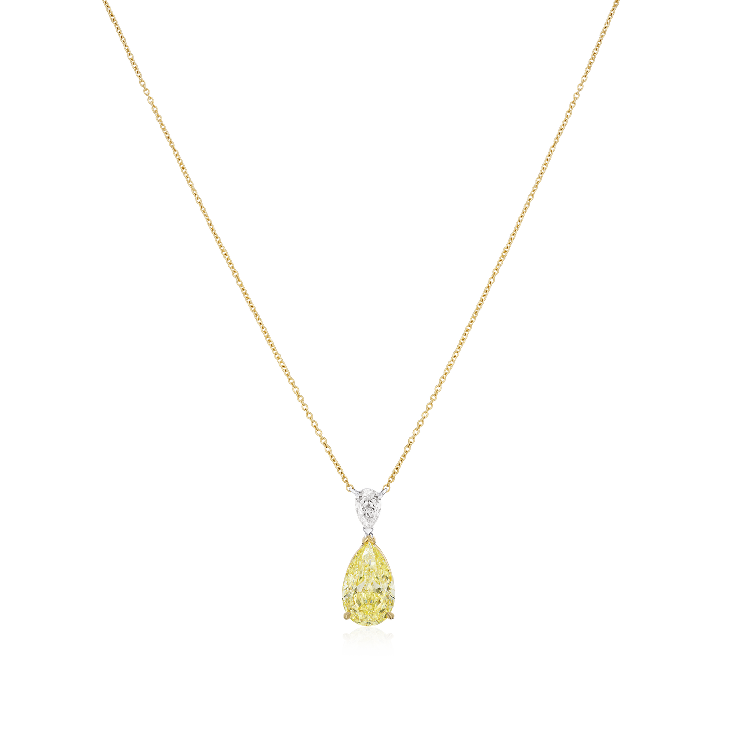 3.03cts Fancy Yellow Diamond and White Diamond Drop Pendant