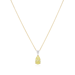 3.03cts Fancy Yellow Diamond and White Diamond Drop Pendant