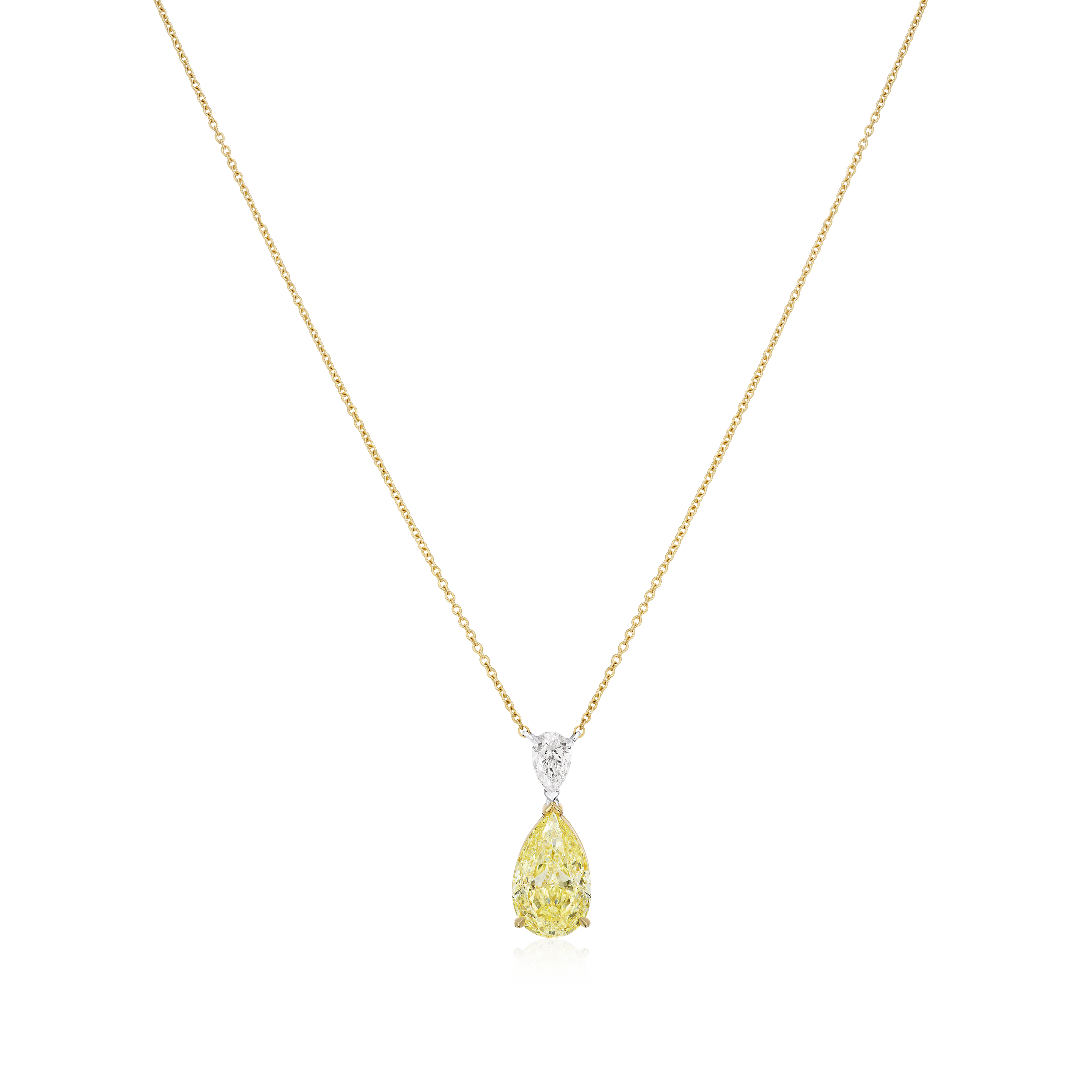 3.03cts Fancy Yellow Diamond and White Diamond Drop Pendant