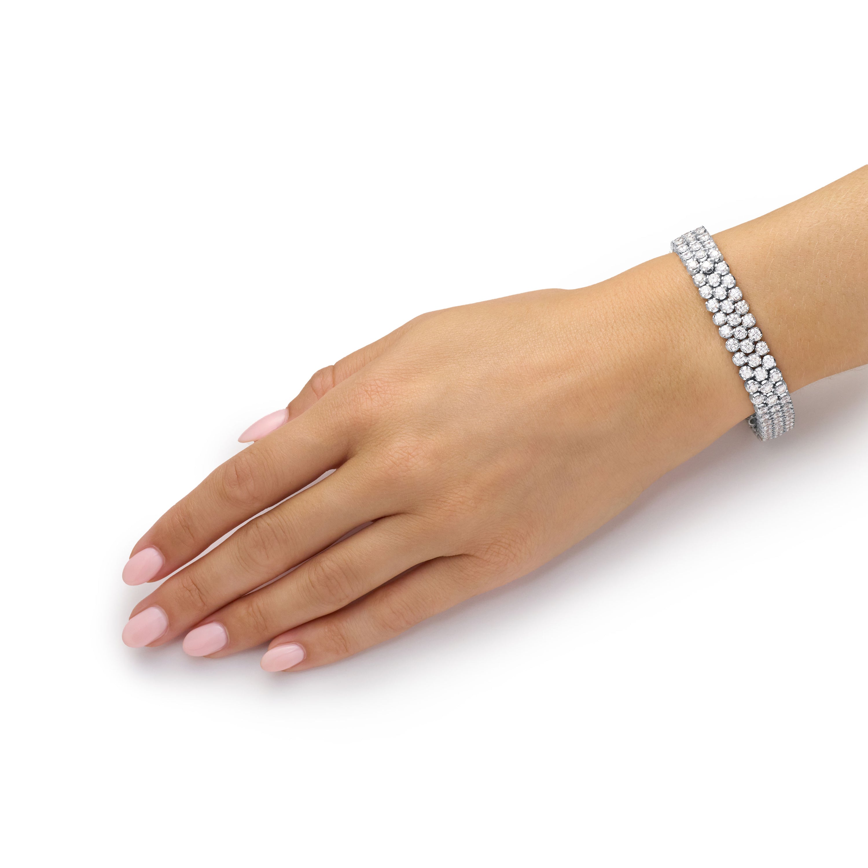 14.00cts Three Row Round Brilliant Cut Diamond Bracelet