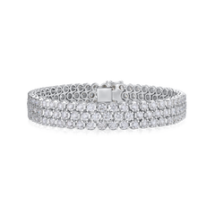 14.00cts Three Row Round Brilliant Cut Diamond Bracelet