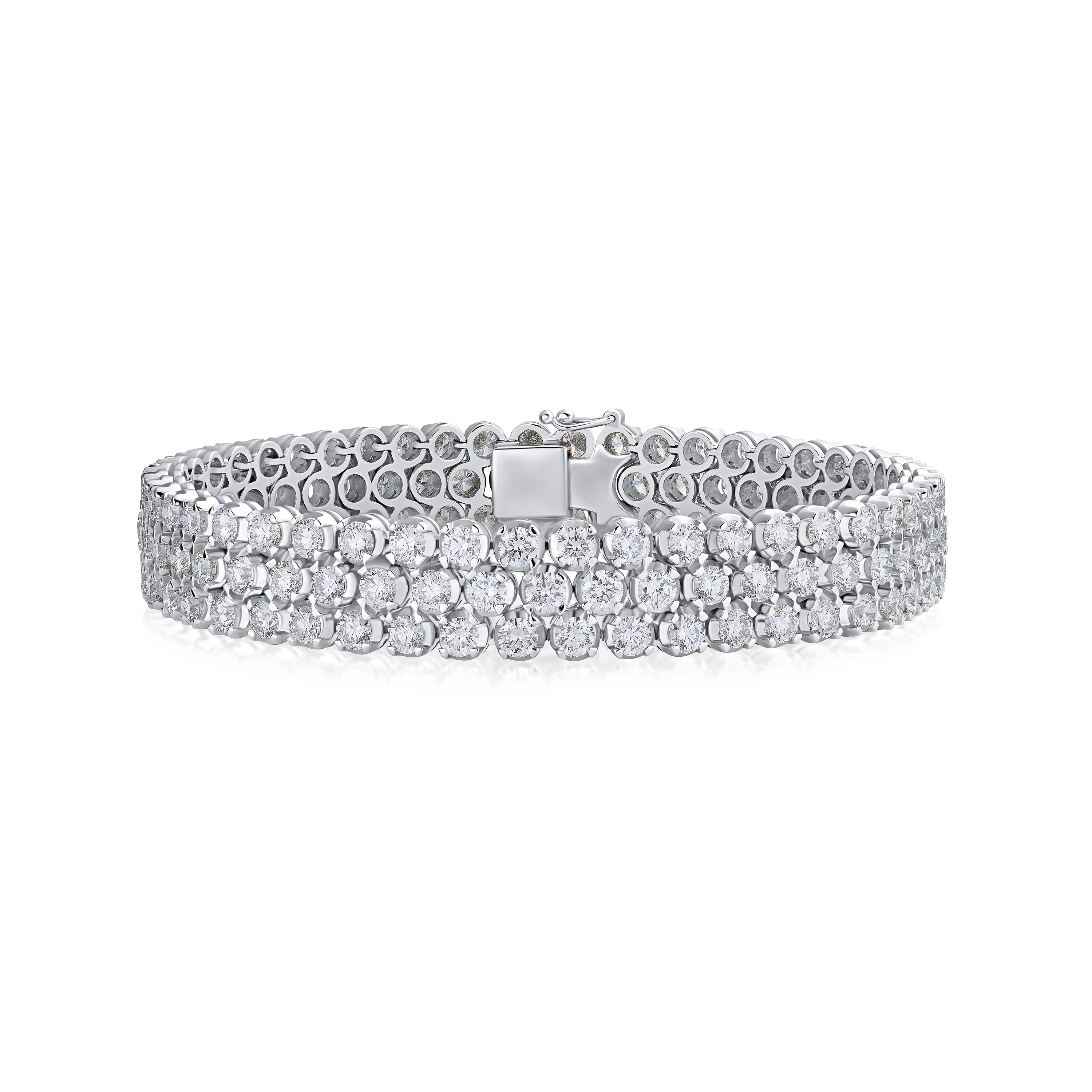 14.00cts Three Row Round Brilliant Cut Diamond Bracelet