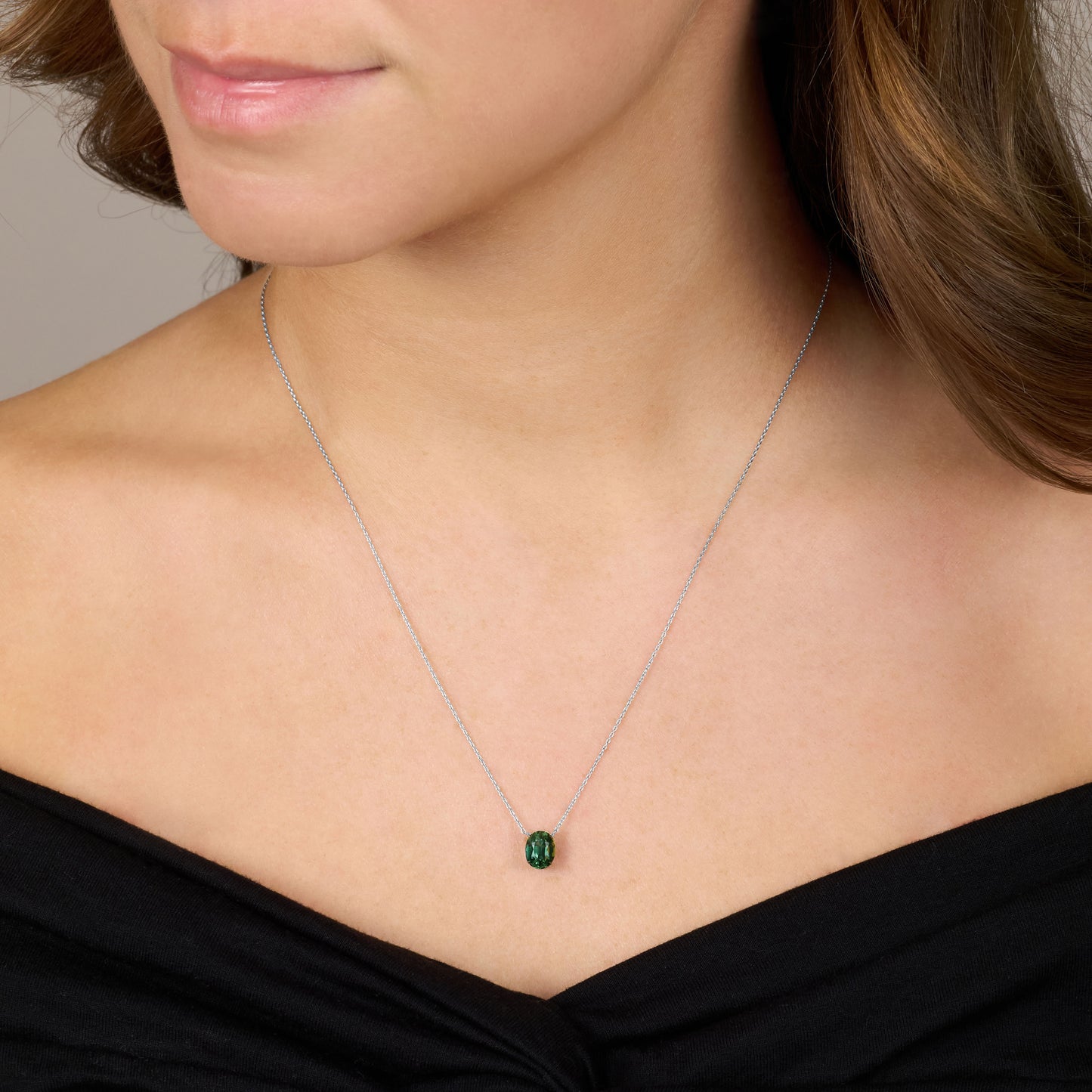 2.04cts Oval Green Sapphire Pendant