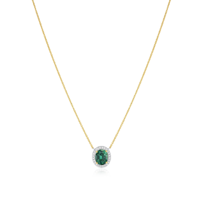 2.05cts Teal Sapphire and Diamond Cluster Pendant