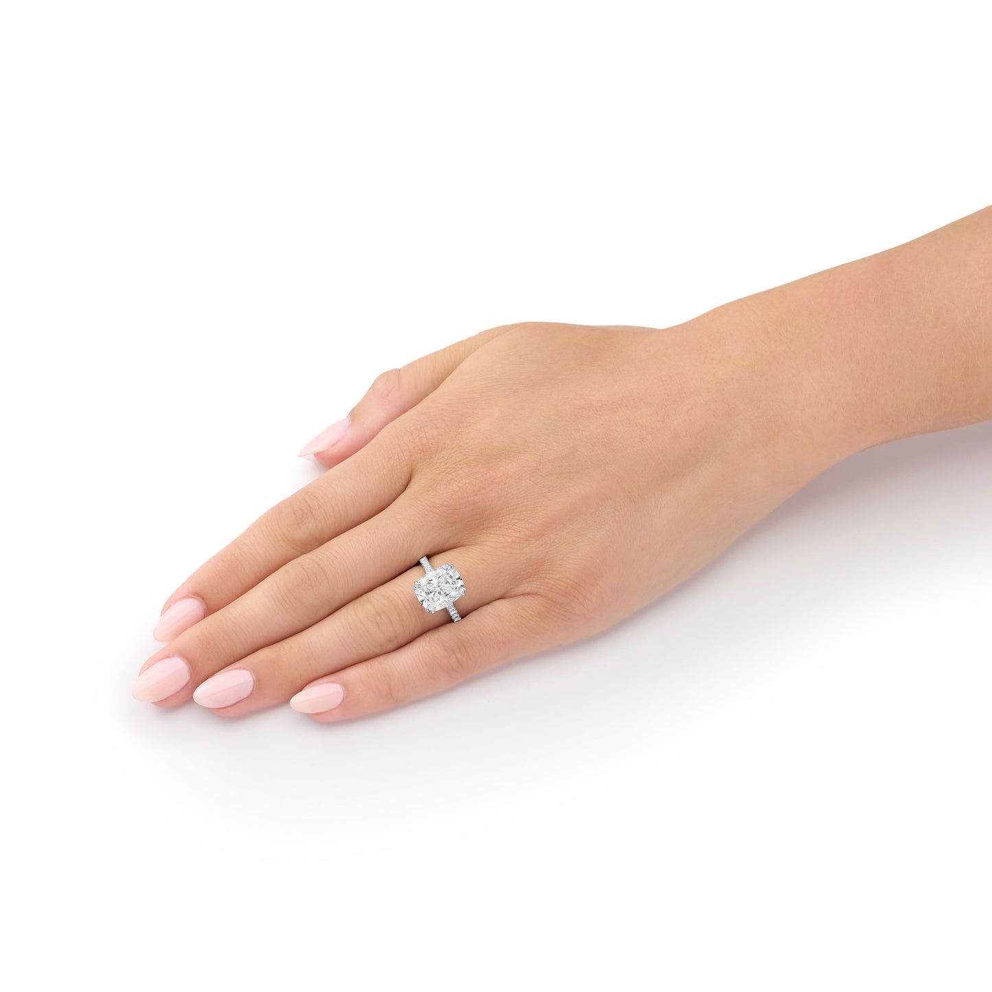 5.01cts Cushion Cut Diamond Ring With Microset Diamond Shoulders and Bezel