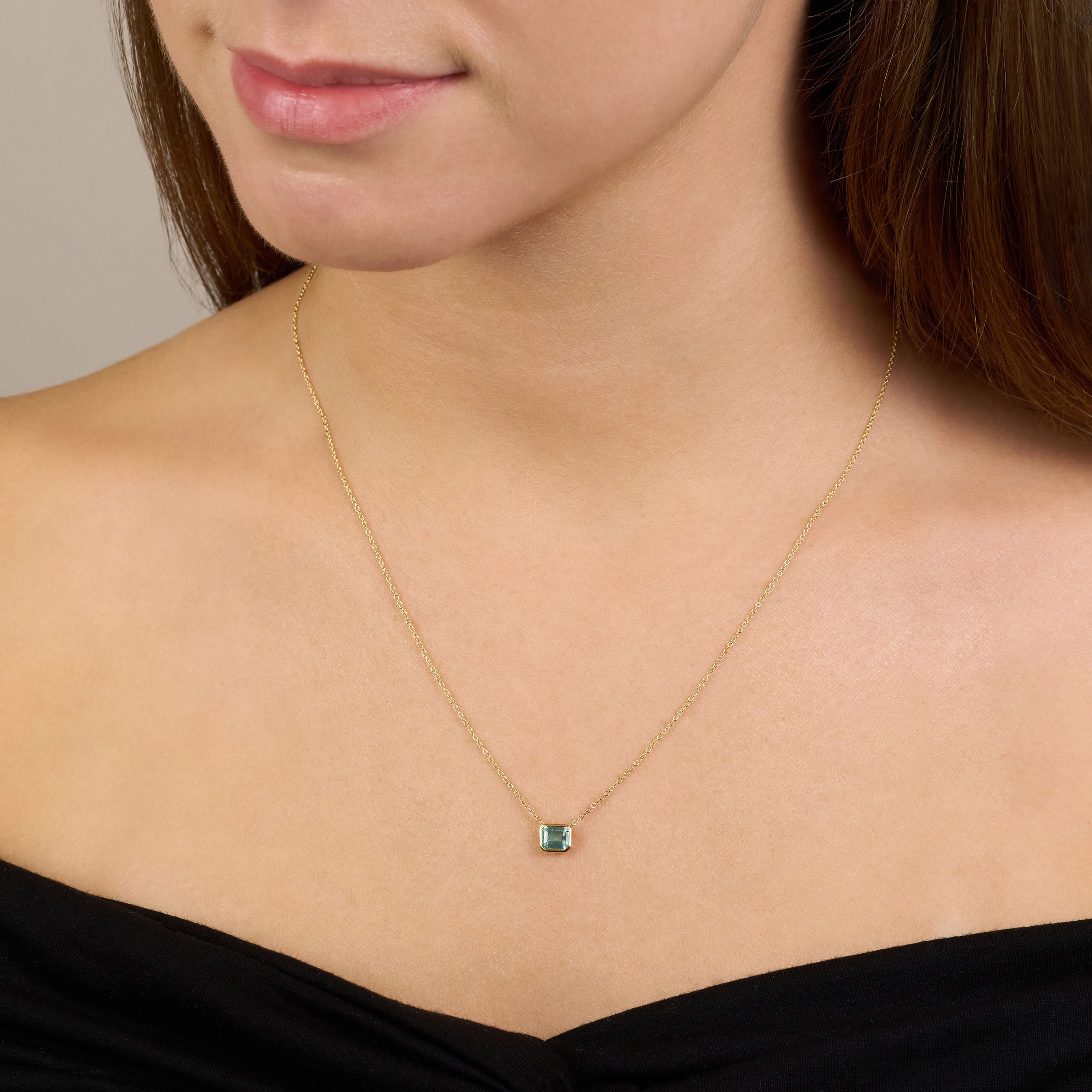 0.89ct Octagon Blue-Green Sapphire Superfine Pendant