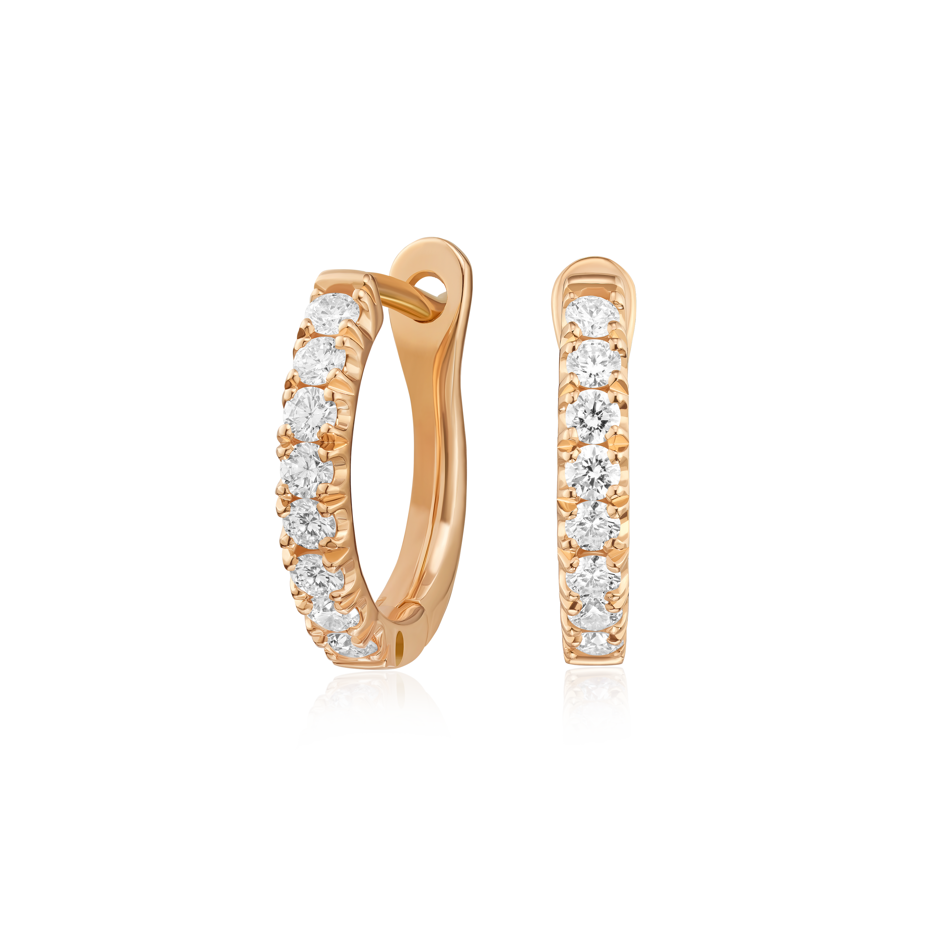 18ct Rose Gold Diamond Set Hoop Earrings