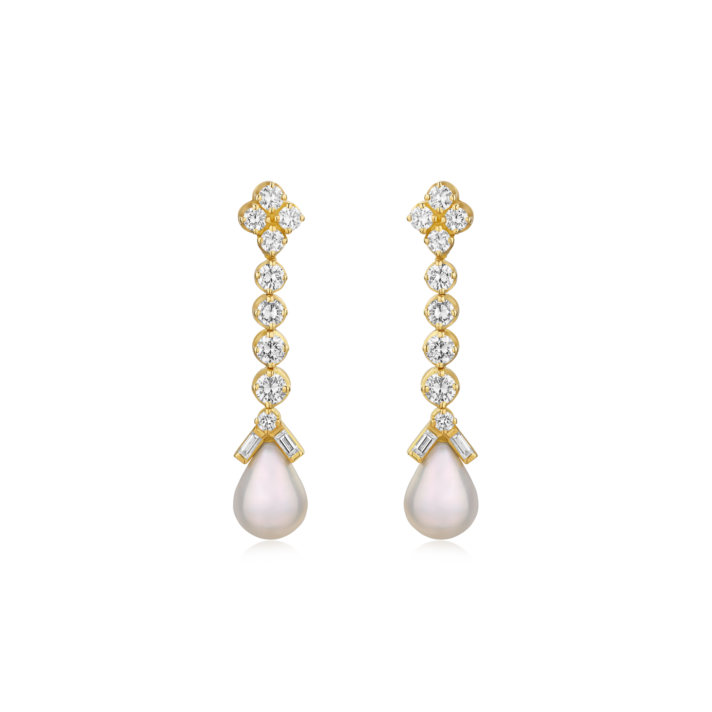 Diamond and Pearl Drop Earrings