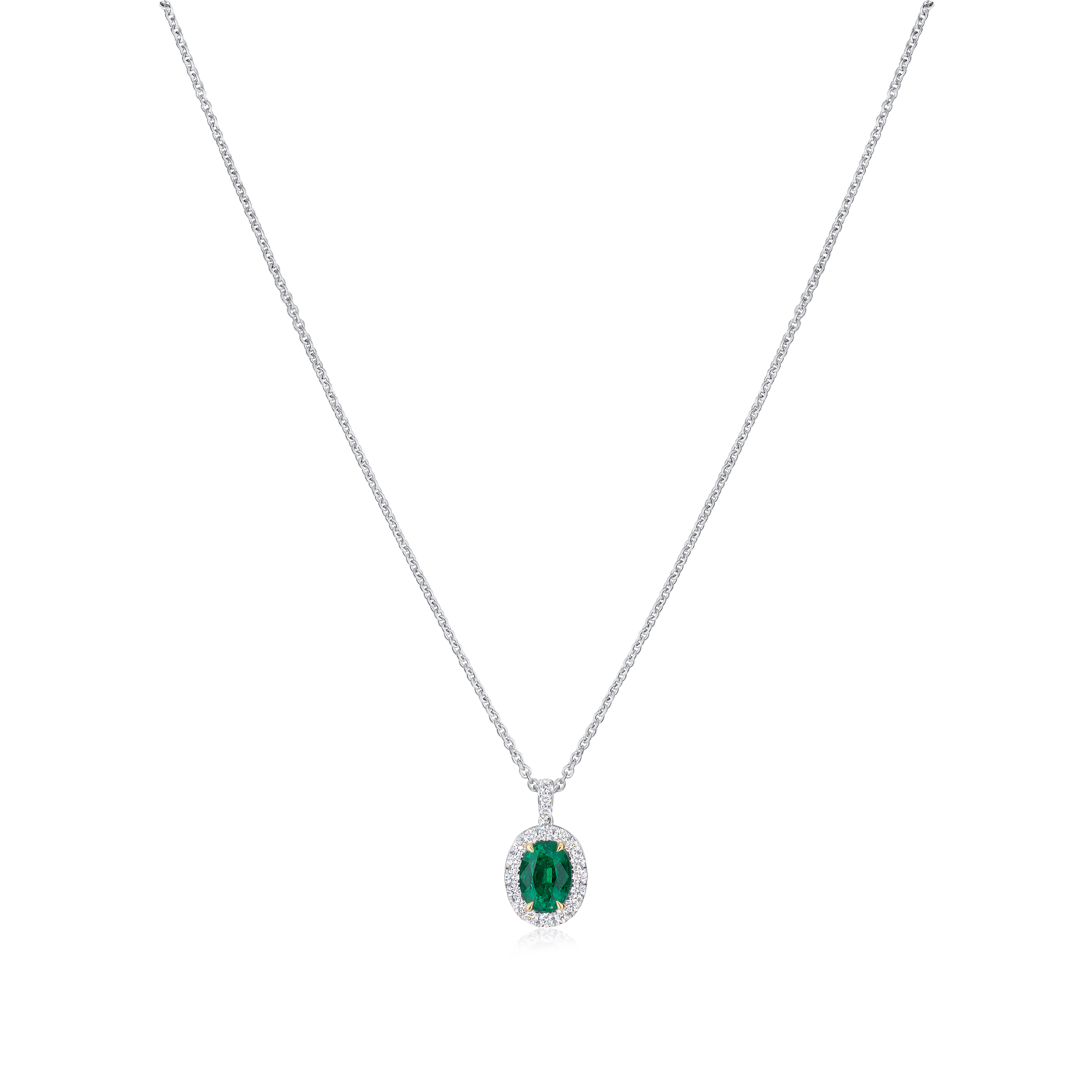 0.71ct Emerald and Diamond Cluster Pendant