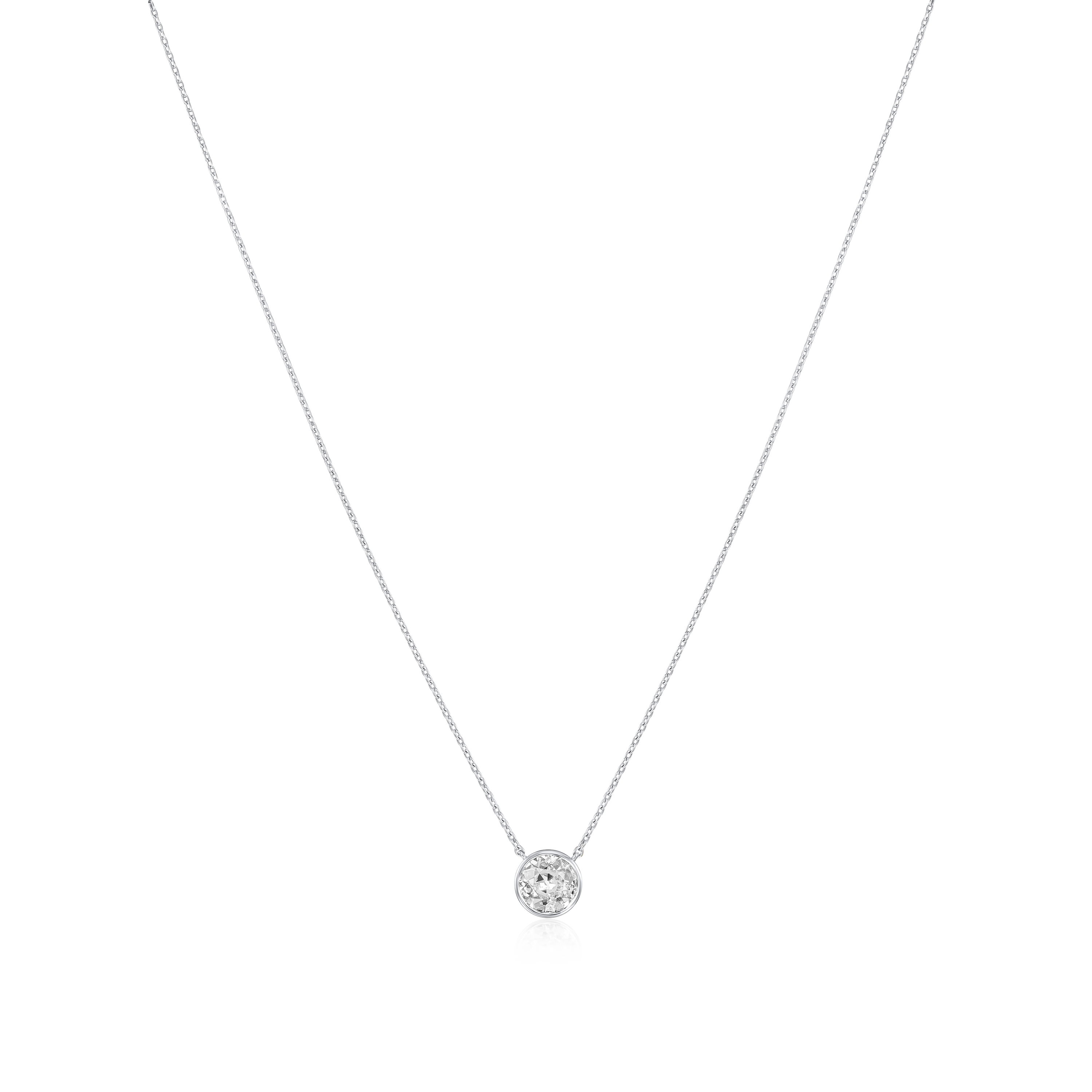 0.59ct Round Brilliant Cut Diamond Rubover Pendant