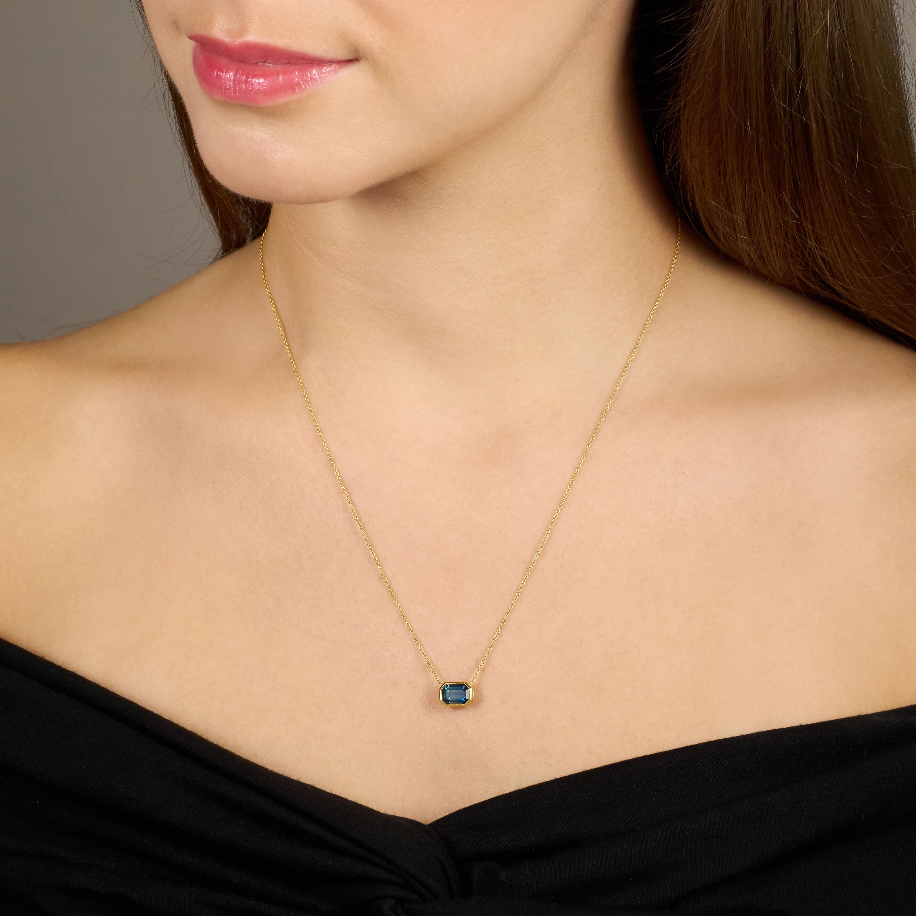 2.02cts Octagonal Teal Sapphire Pendant