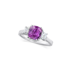 2.55cts Pink Sapphire and Diamond Three Stone Ring