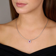 2.53cts Natural Padparadscha Sapphire and Diamond Cluster Pendant