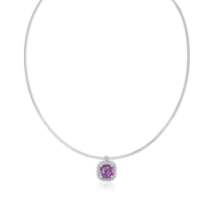 2.53cts Natural Padparadscha Sapphire and Diamond Cluster Pendant