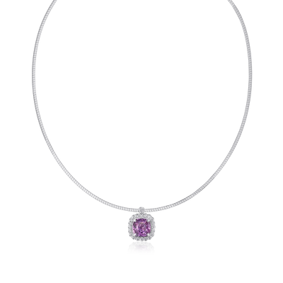 2.53cts Natural Padparadscha Sapphire and Diamond Cluster Pendant