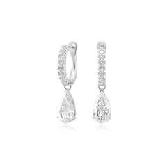 2.40cts Pear Cut Diamond Drop Hoop Earrings