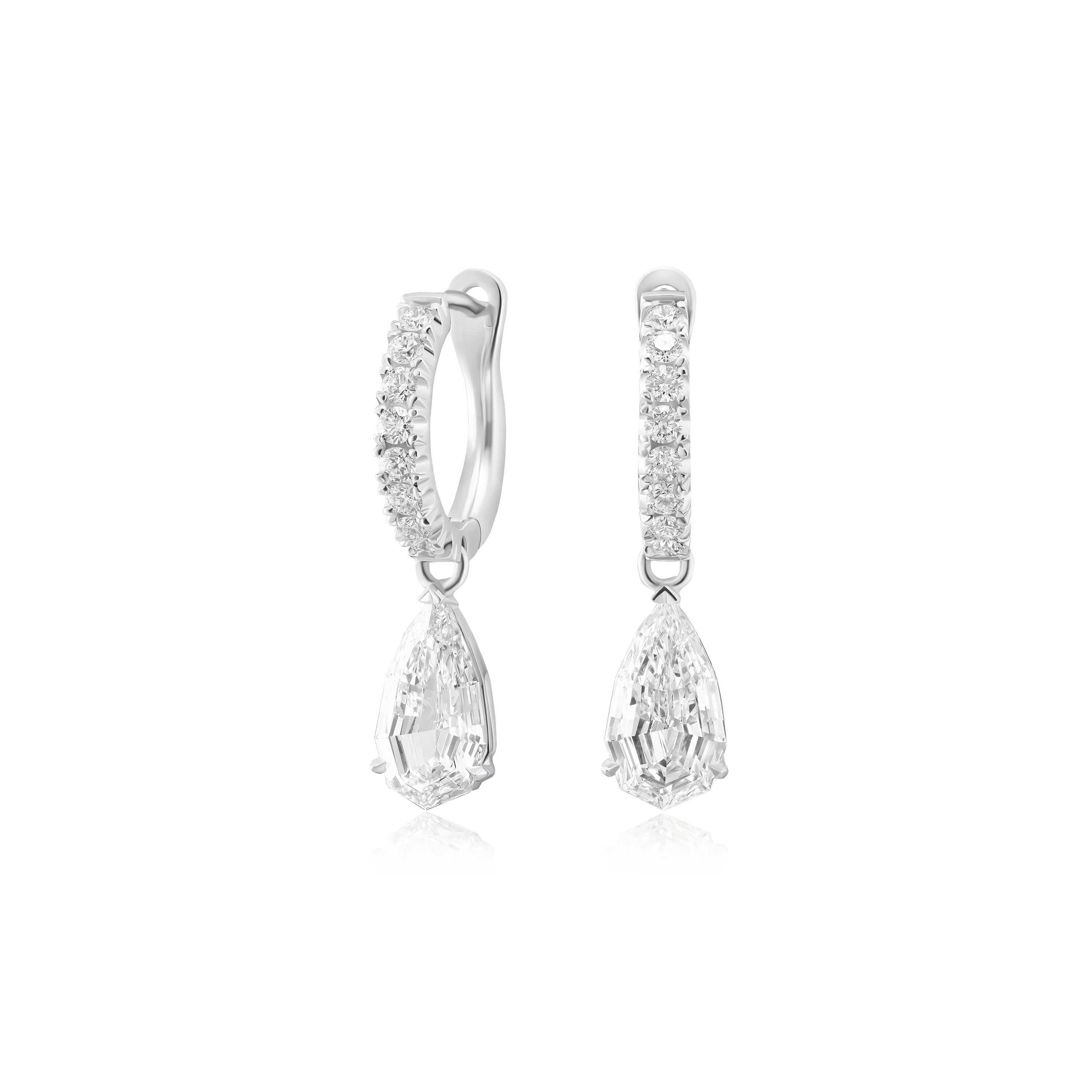 2.40cts Pear Cut Diamond Drop Hoop Earrings