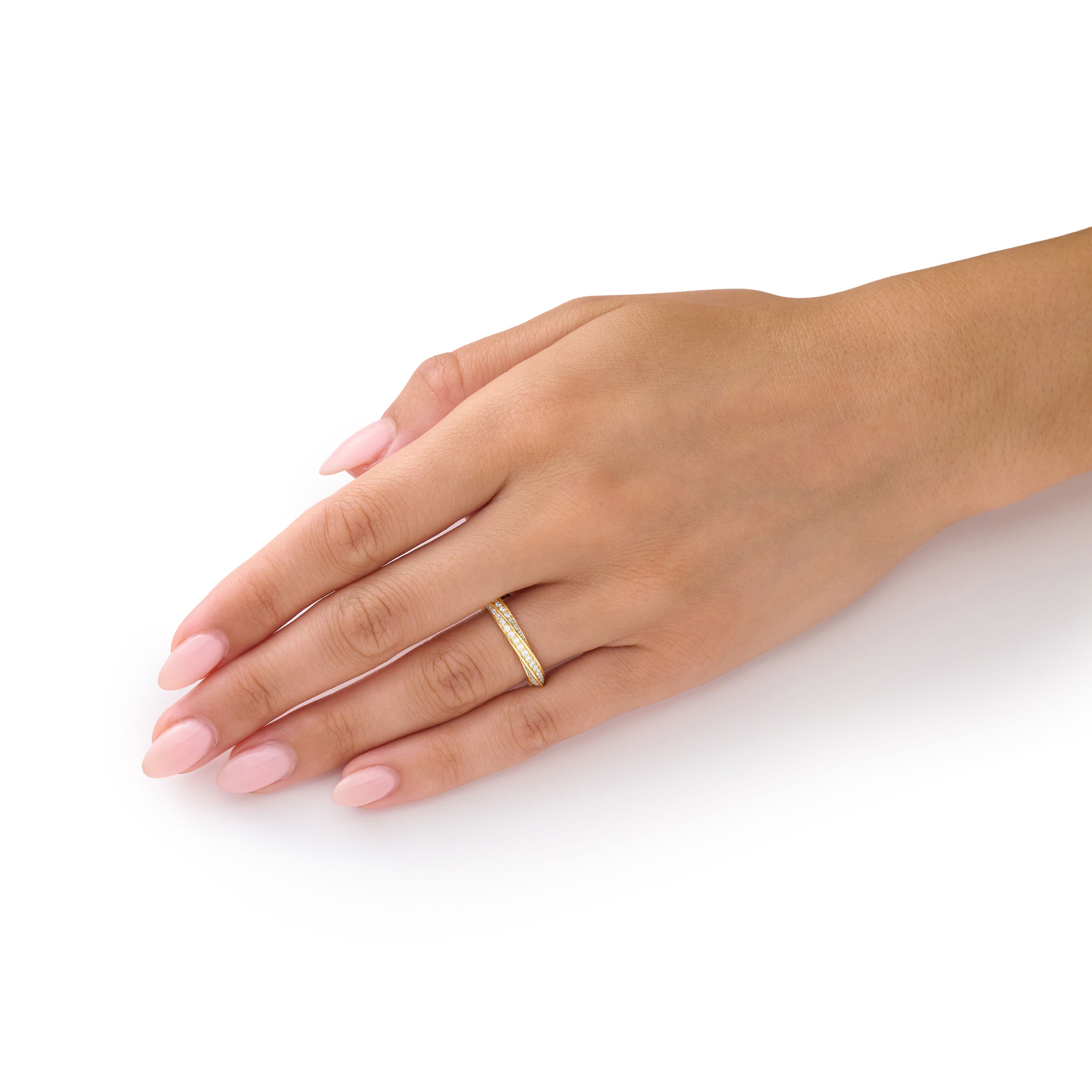 Skyline Collection Full Diamond Set 18ct Yellow Gold Twist Ring