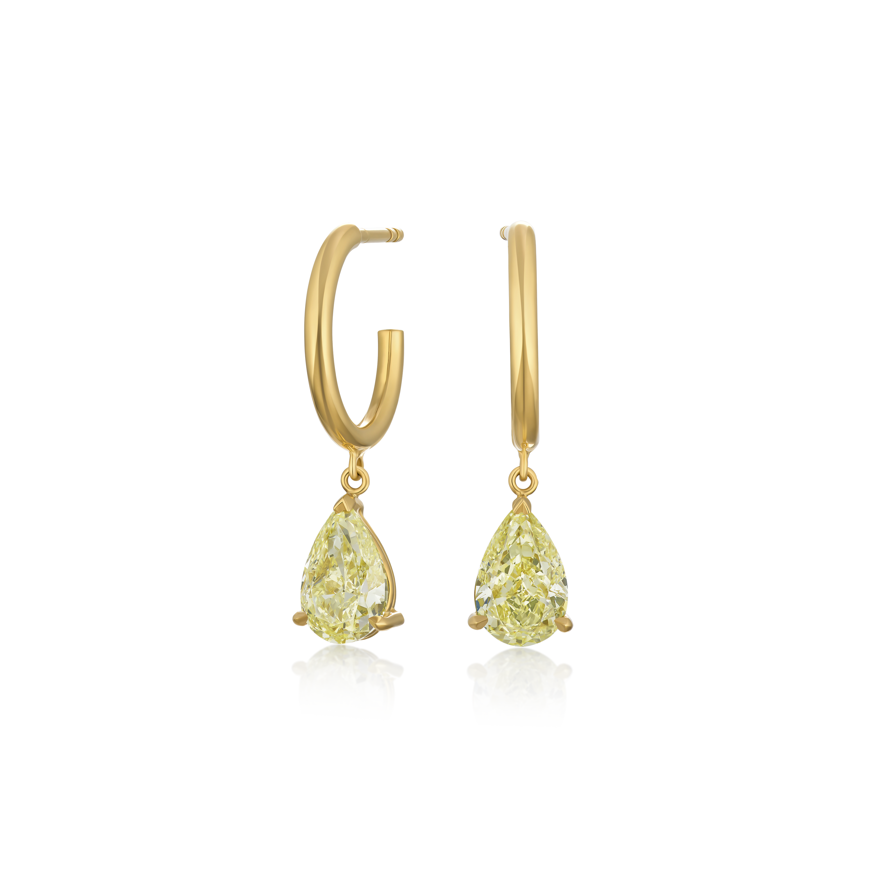 2.13cts Yellow Diamond Drop Hoop Earrings