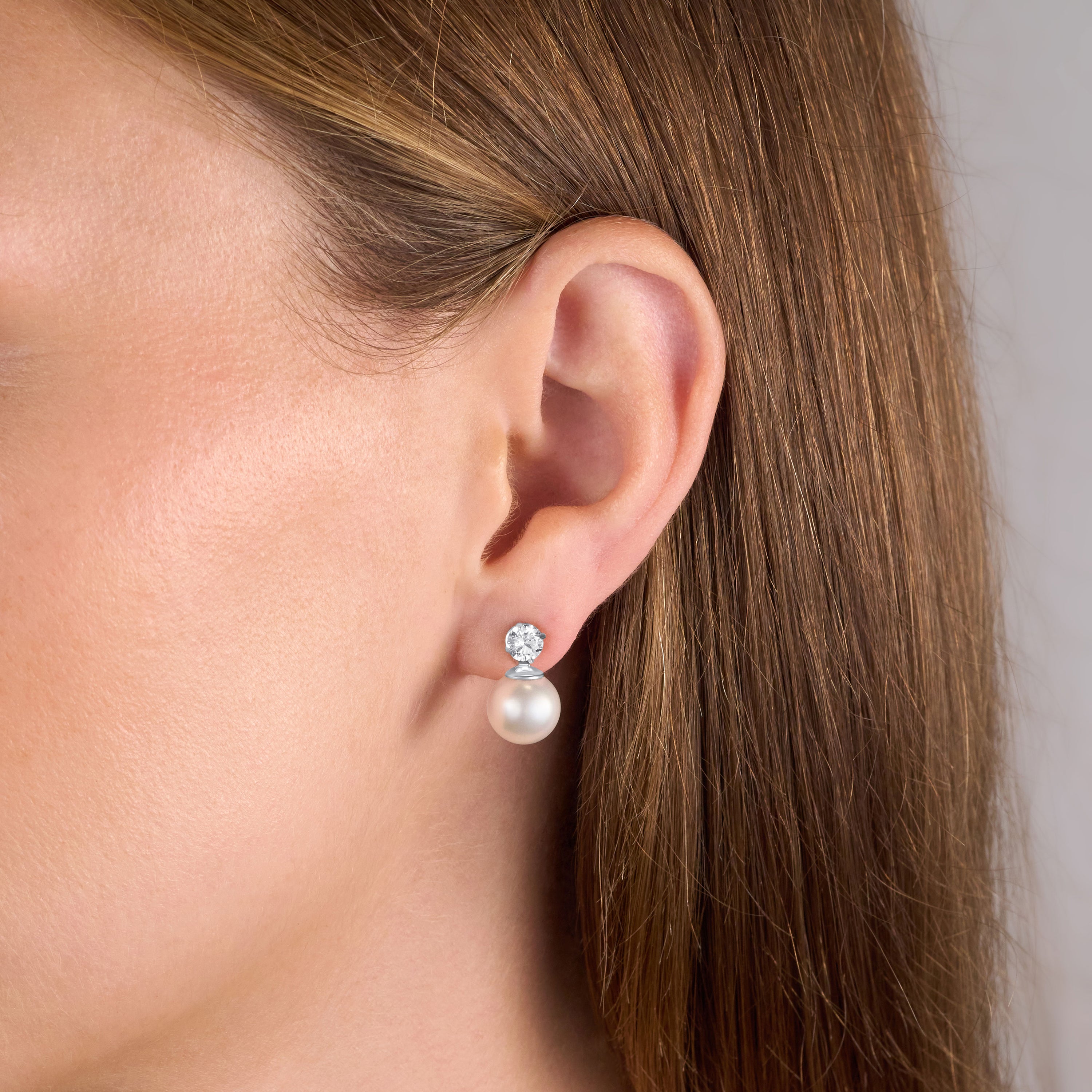 South Sea Pearl and Diamond Slide On/Off Earrings