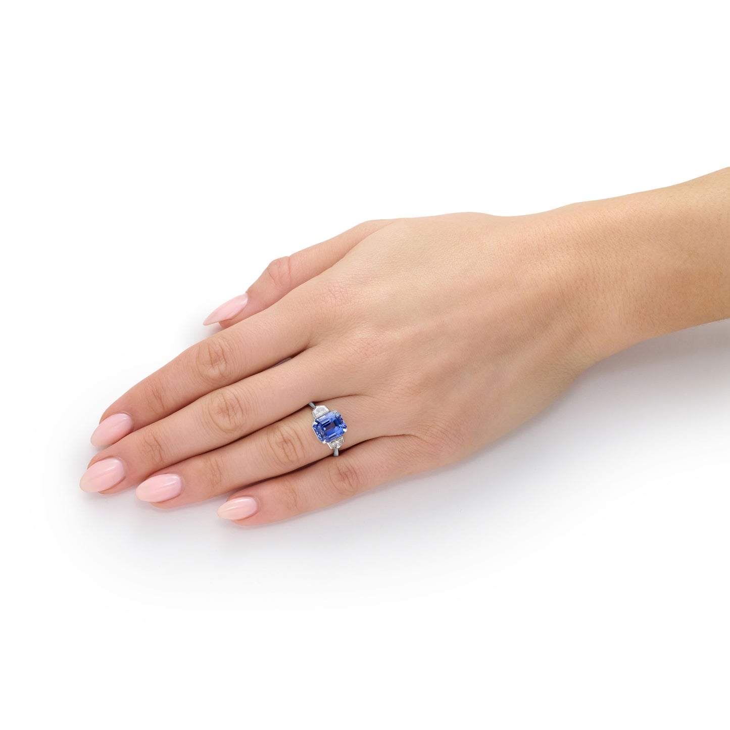 5.53ct Sapphire and Diamond Three Stone Ring