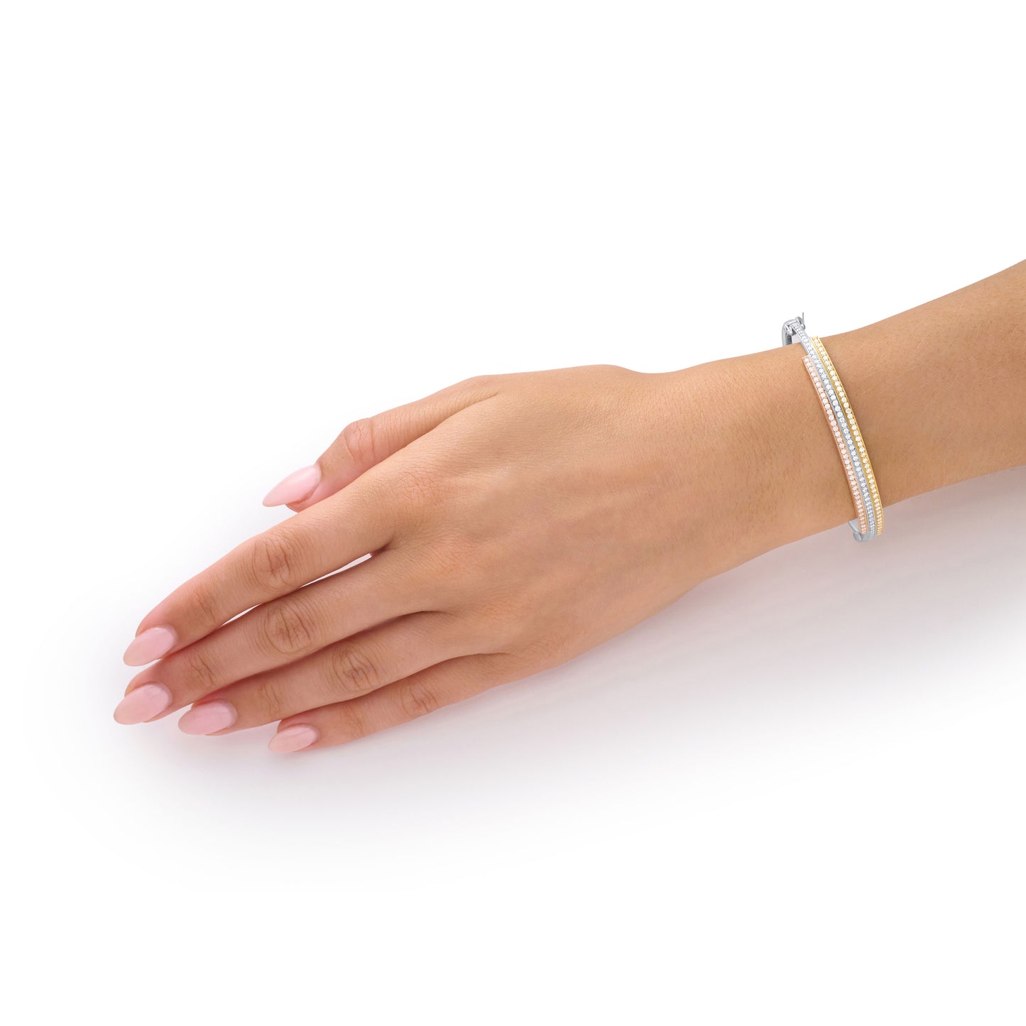 Skyline Collection Tri-Colour Diamond Set Bangle, 6mm