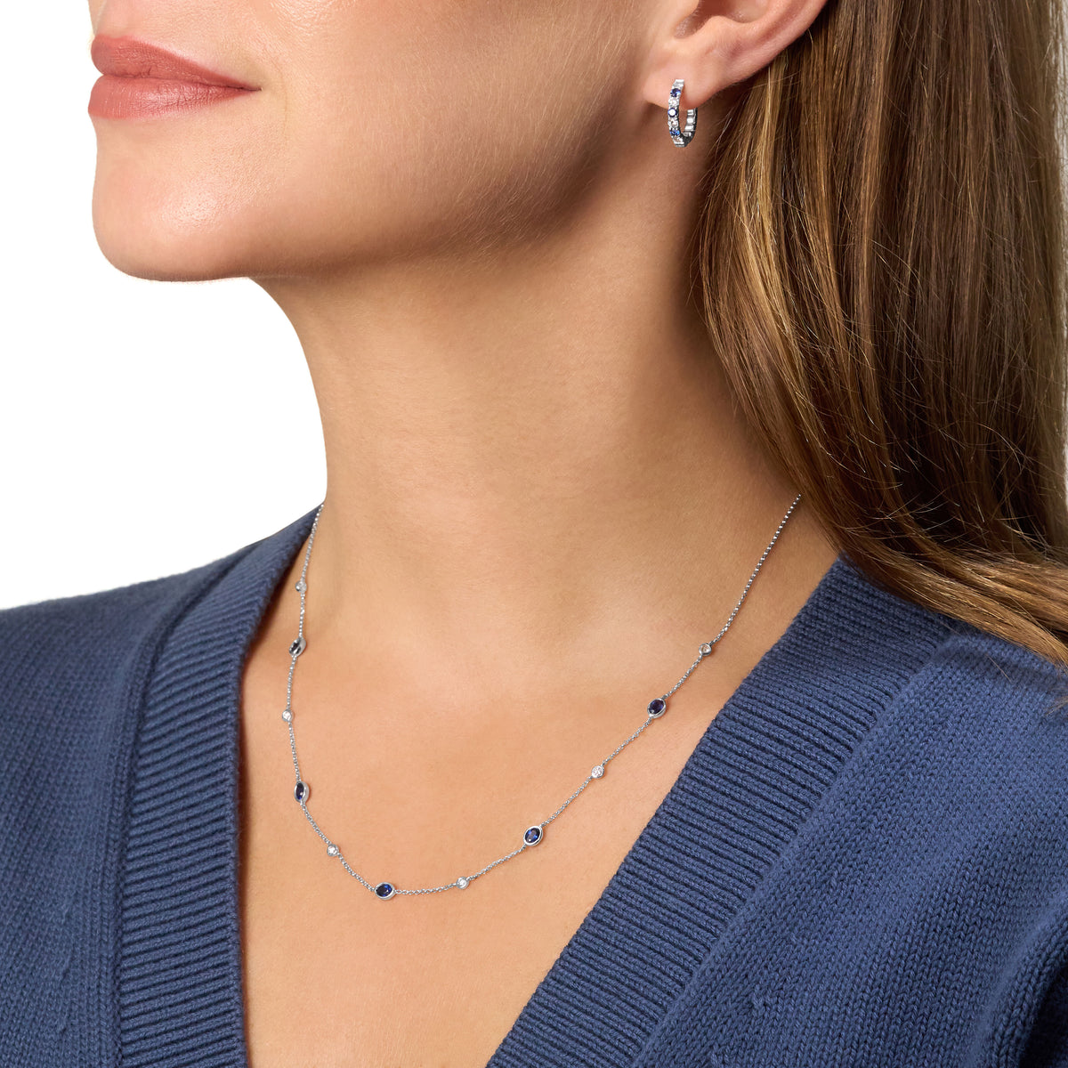 Sapphire and Diamond Spectacle Set Necklace