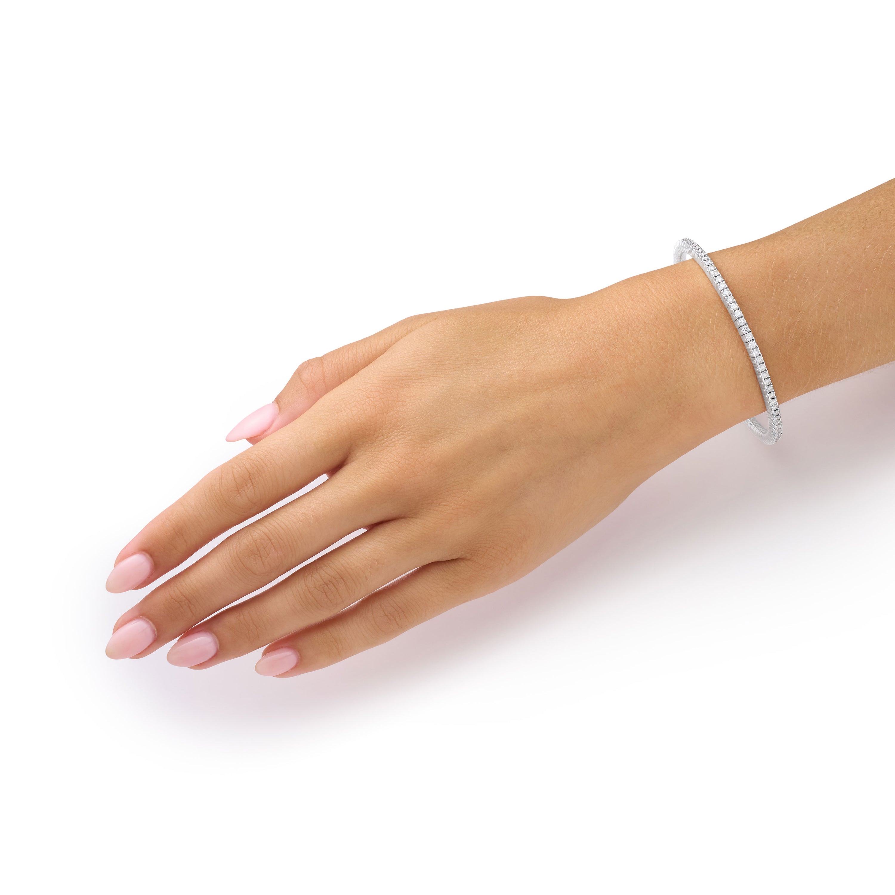 3.00cts Round Brilliant Cut Diamond 18ct White Gold Flex Bracelet