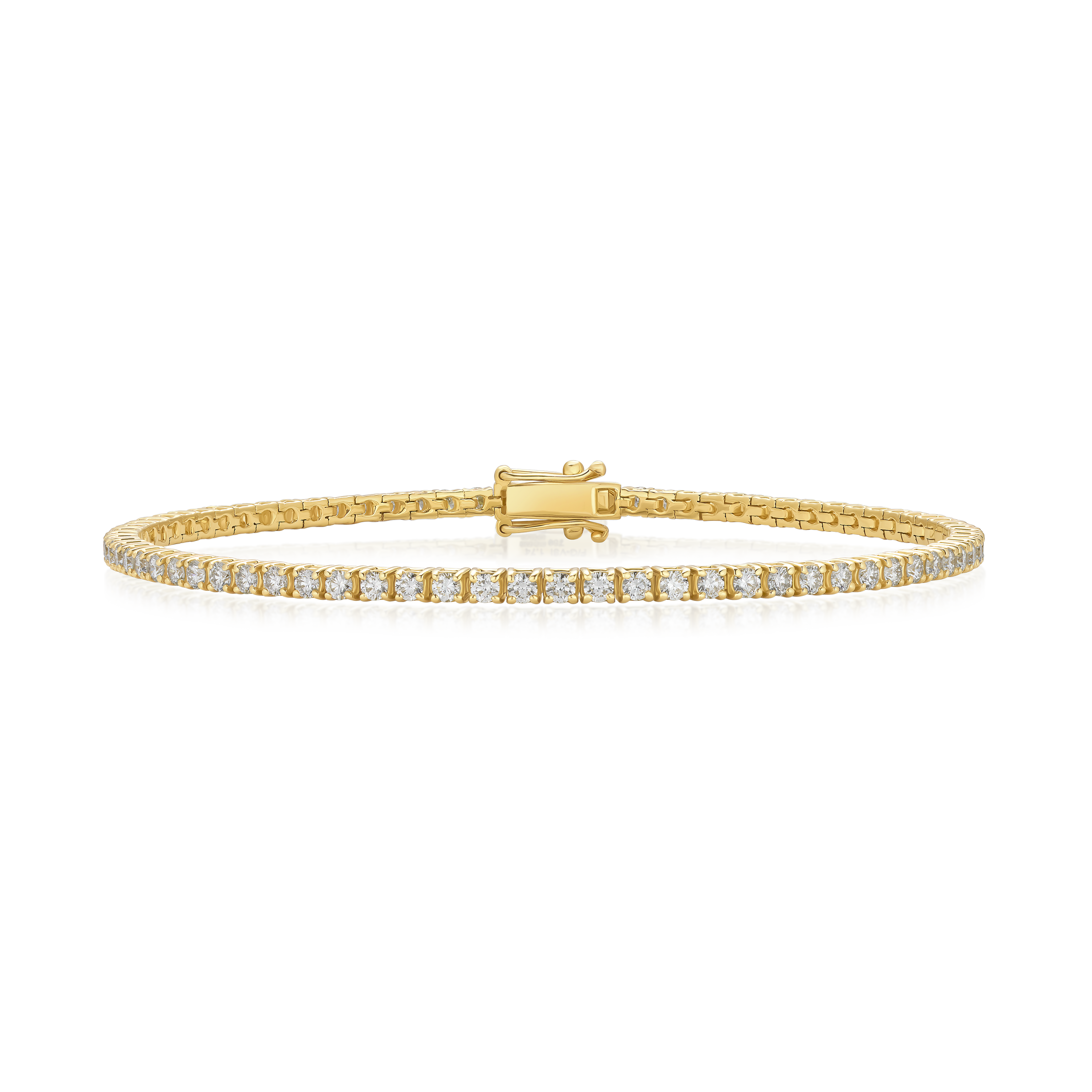 1.74cts Round Brilliant Cut Diamond 18ct Yellow Gold Line Bracelet