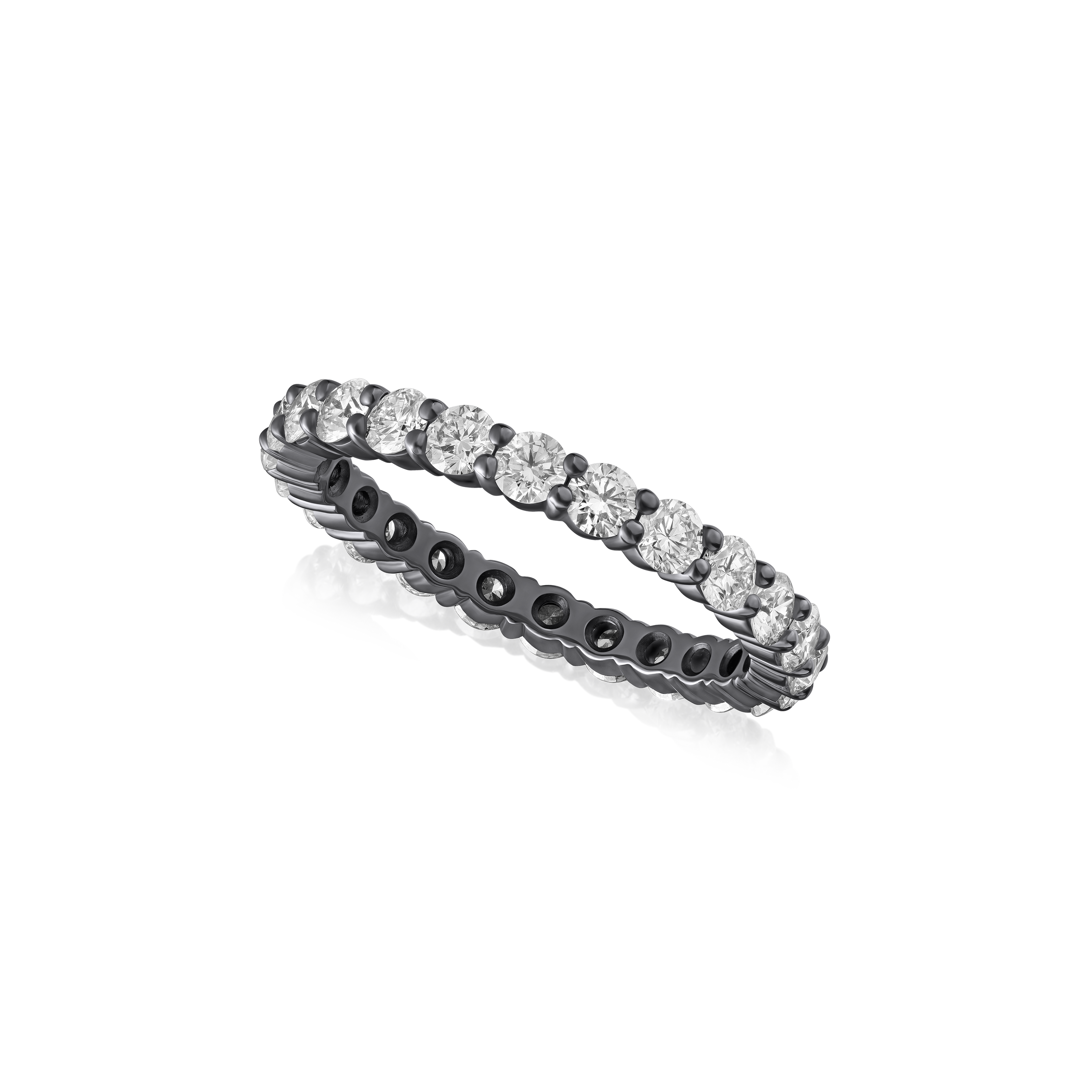 1.62cts Round Brilliant Cut Diamond Full Eternity Ring, Black Rhodium Plated