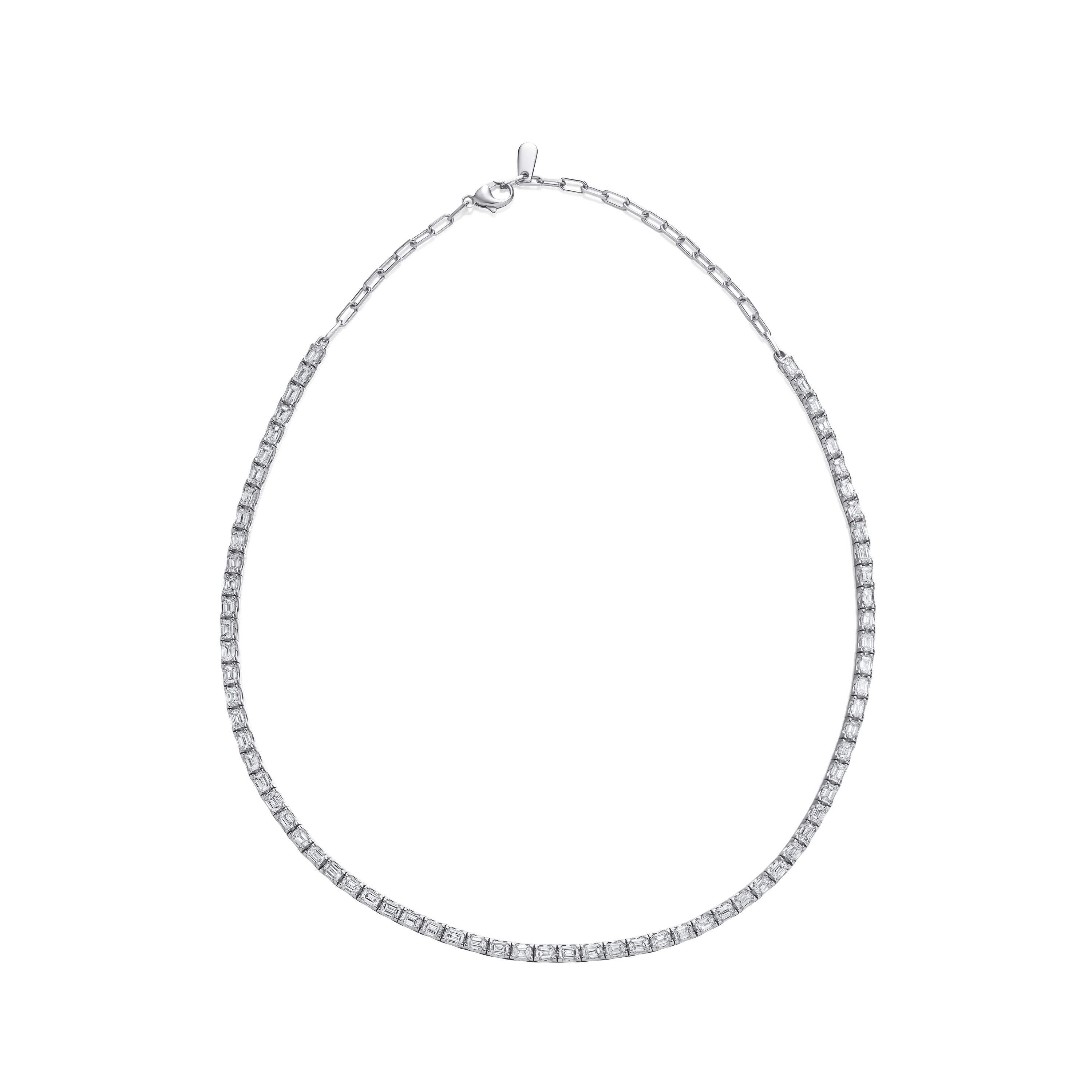 13.68cts Emerald Cut Diamond Line Necklace