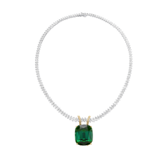 80.28cts Tourmaline Pendant Running On A Marquise Cut Diamond Line Necklace