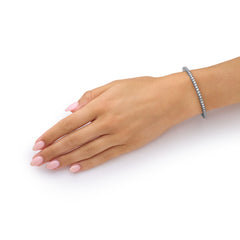 4.54cts Round Brilliant Cut Diamond Flex Bracelet, Black Rhodium Plated